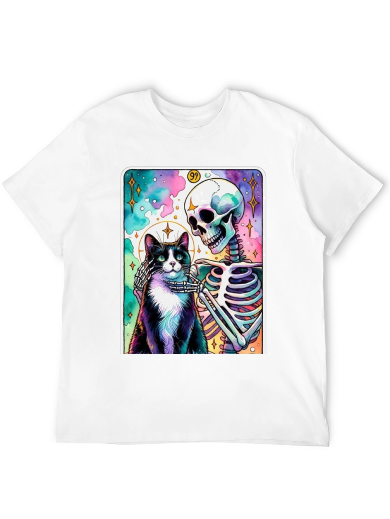 Black Cat & Skeleton Graphic Tee - Unique Design view 12