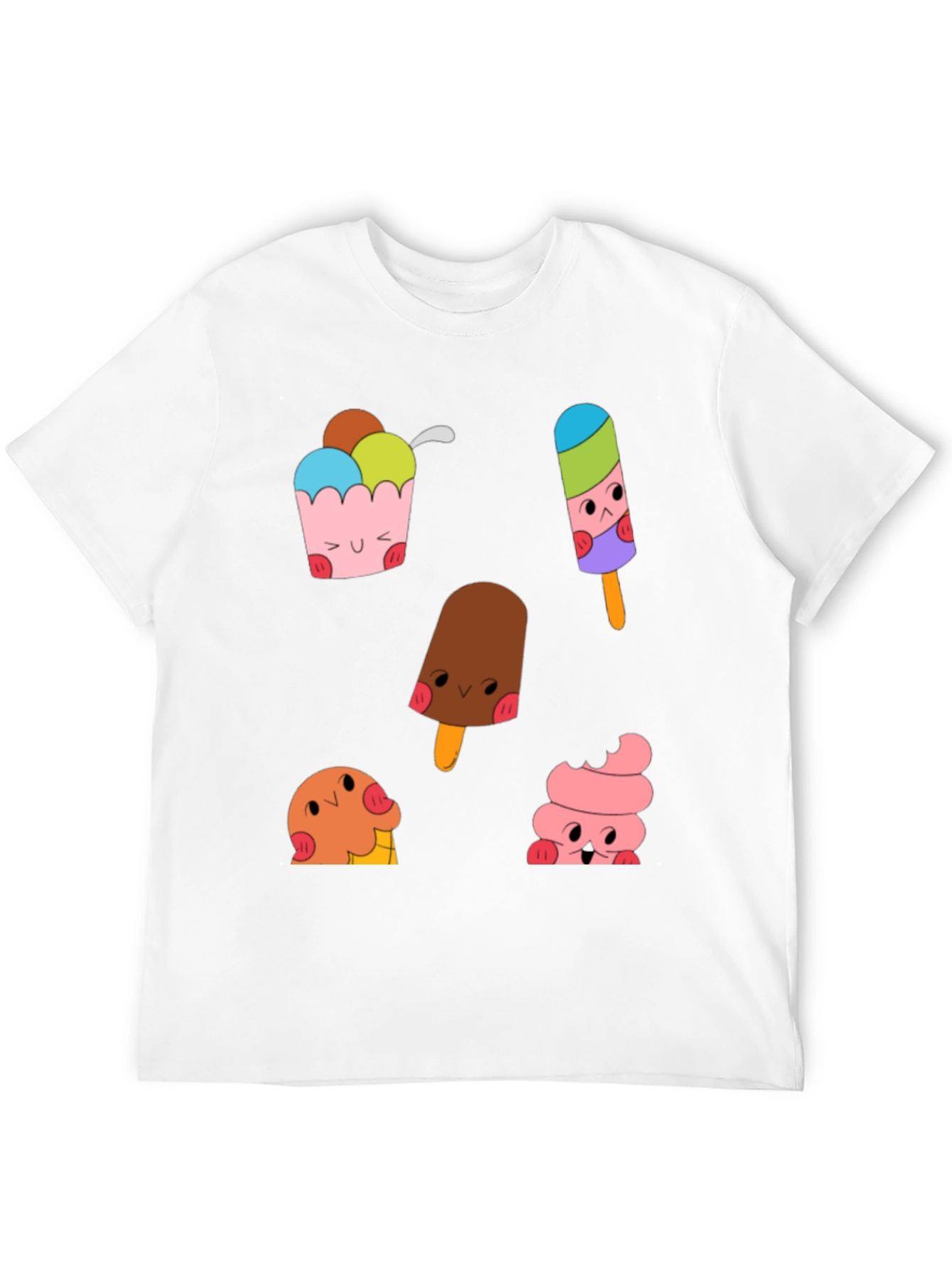 Black Cute Cartoon Ice Cream Graphic Tee view 12