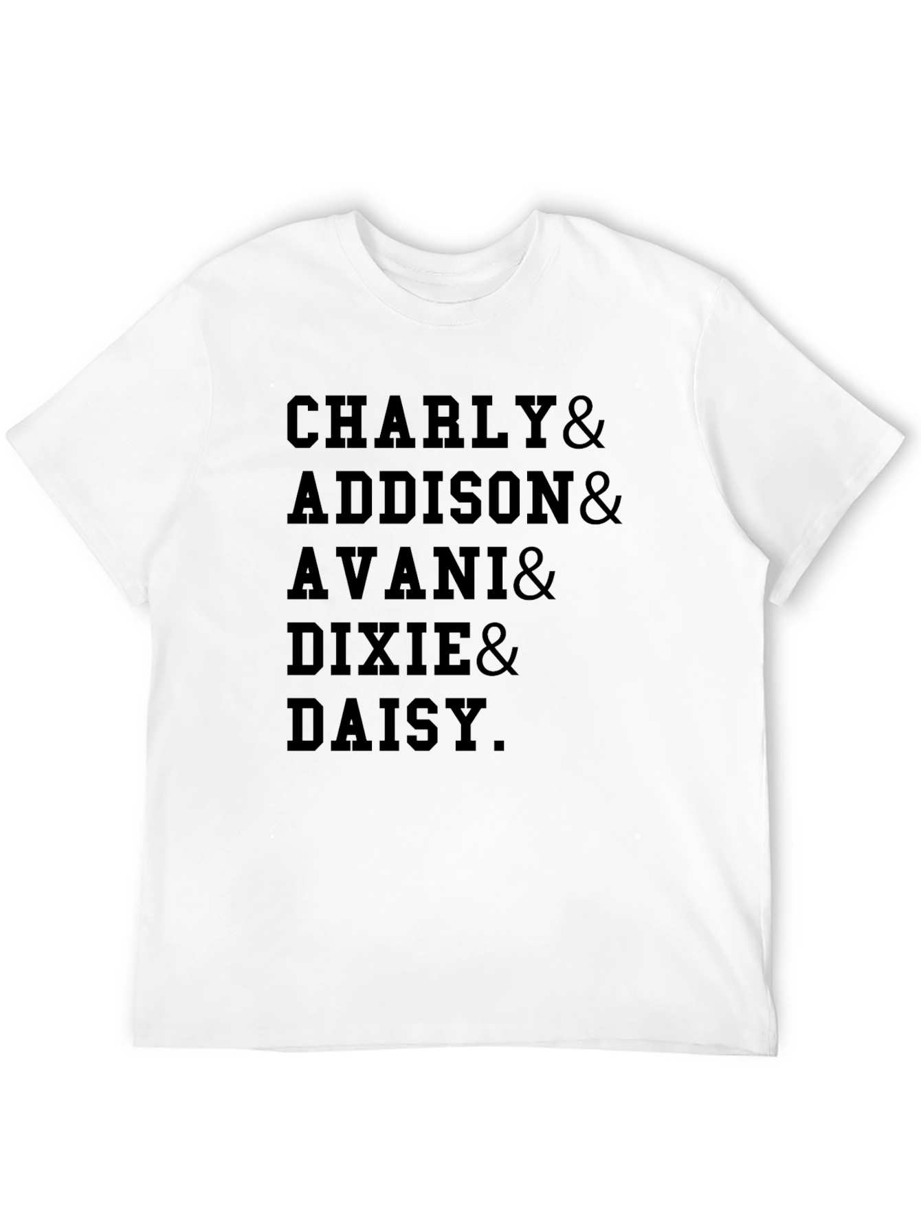 Black Charly, Addison, Avani, Dixie, Daisy Black T-Shirt view 12