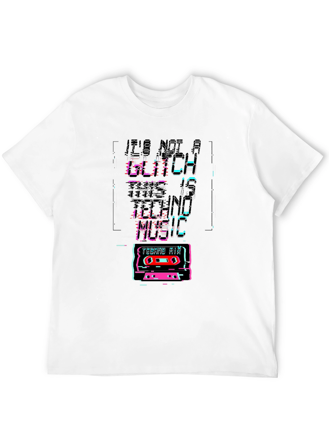 Black Retro Techno Music Glitch T-Shirt view 12