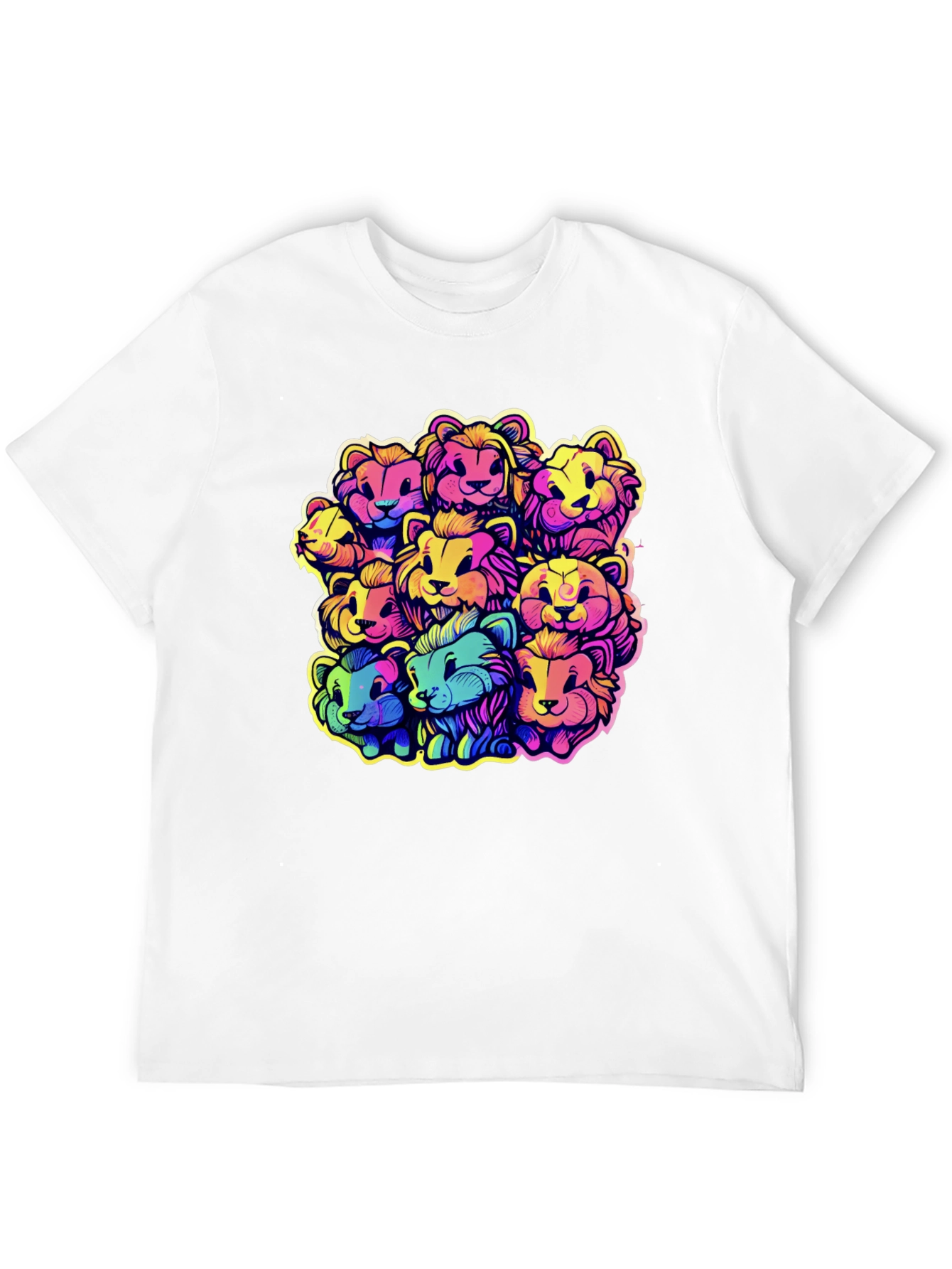 Black Rainbow Lions Graphic Tee - Bold & Fun Design view 12
