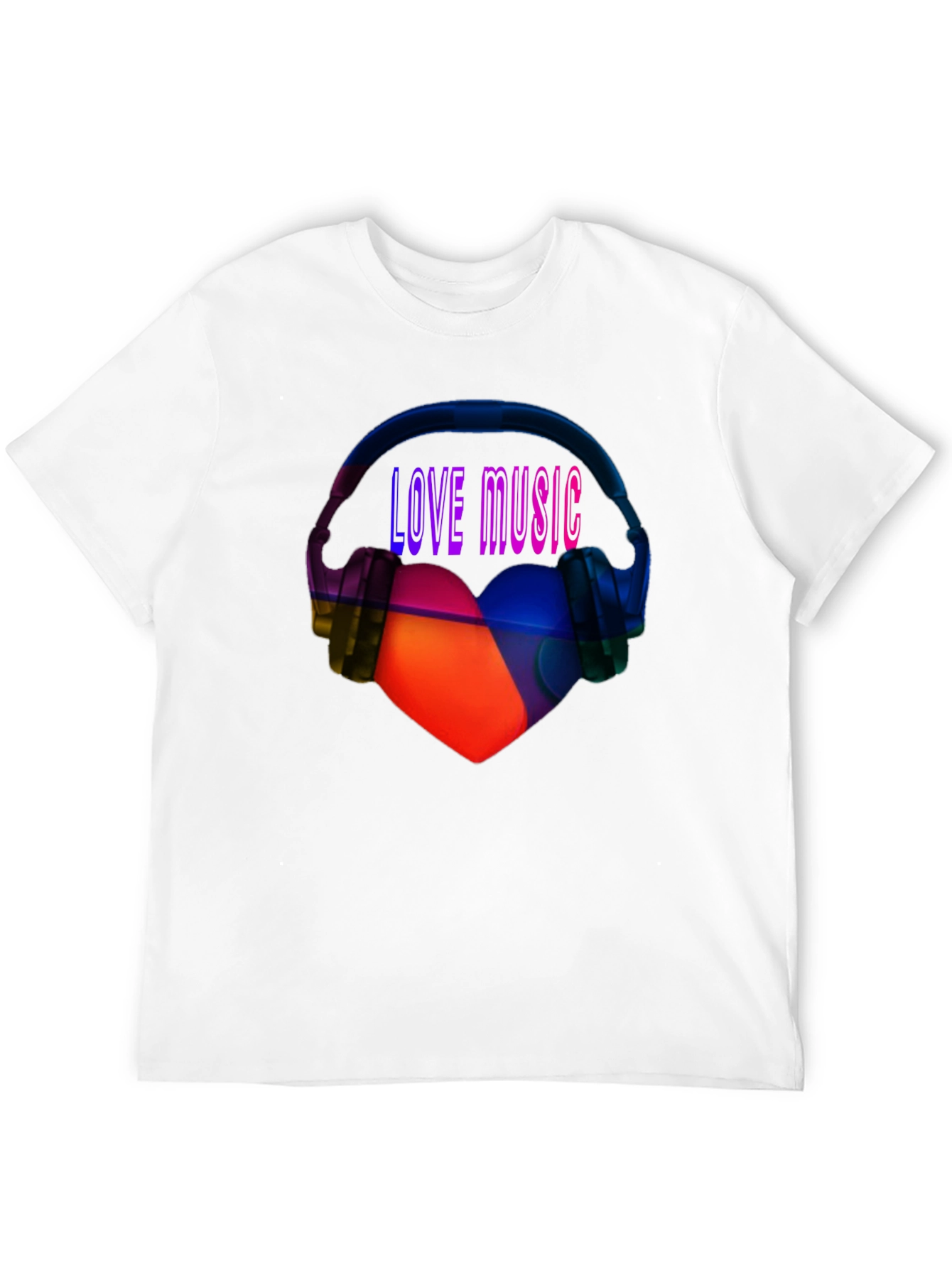 Black Love Music Graphic Tee - Heart & Headphones T-Shirt view 12
