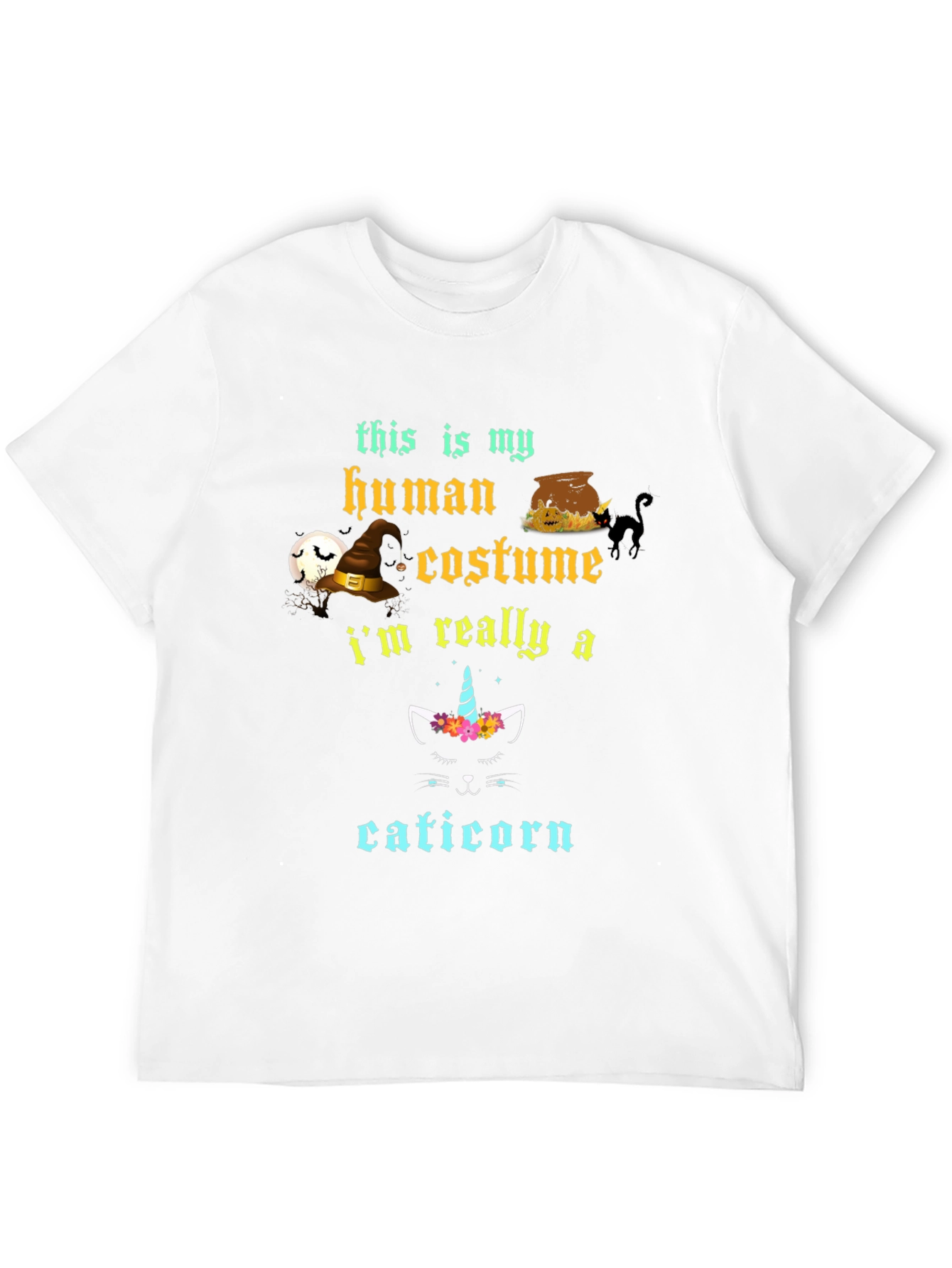 Black Cat Halloween Costume Graphic T-Shirt view 12