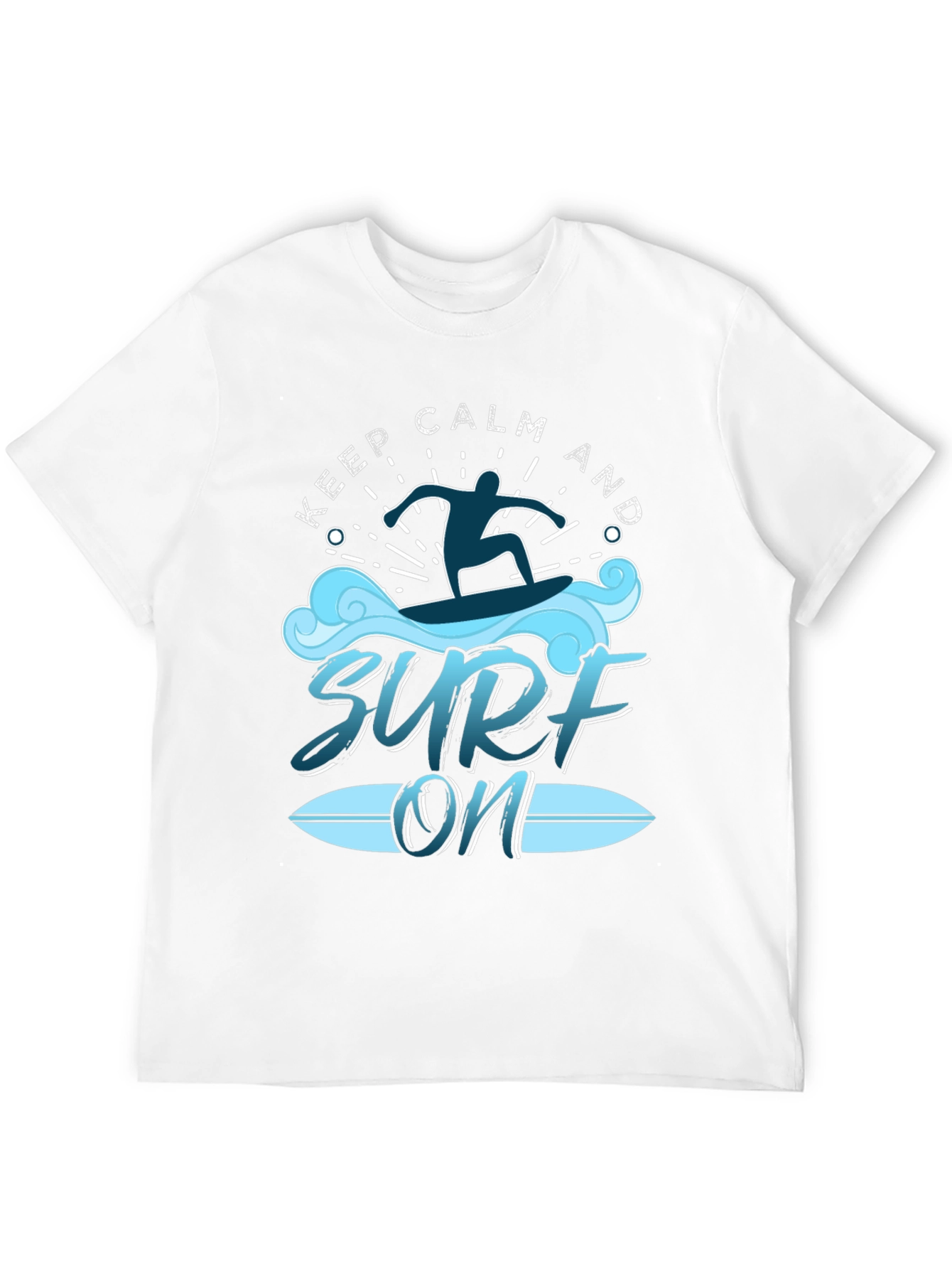 Black Keep Calm and Surf On Black T-Shirt view 12