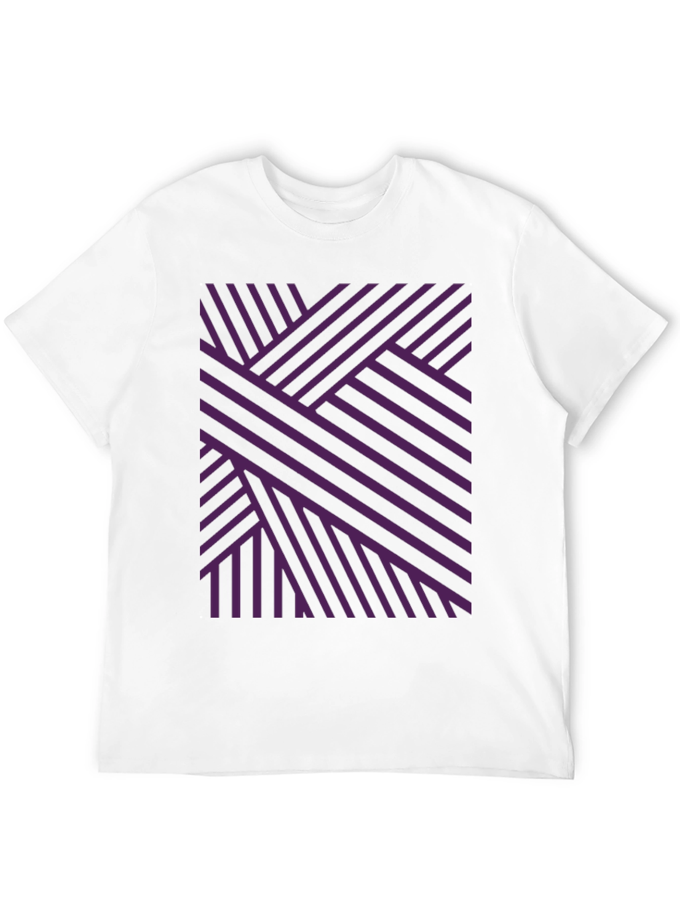 Black Abstract Geometric Stripe Pattern T-Shirt view 12