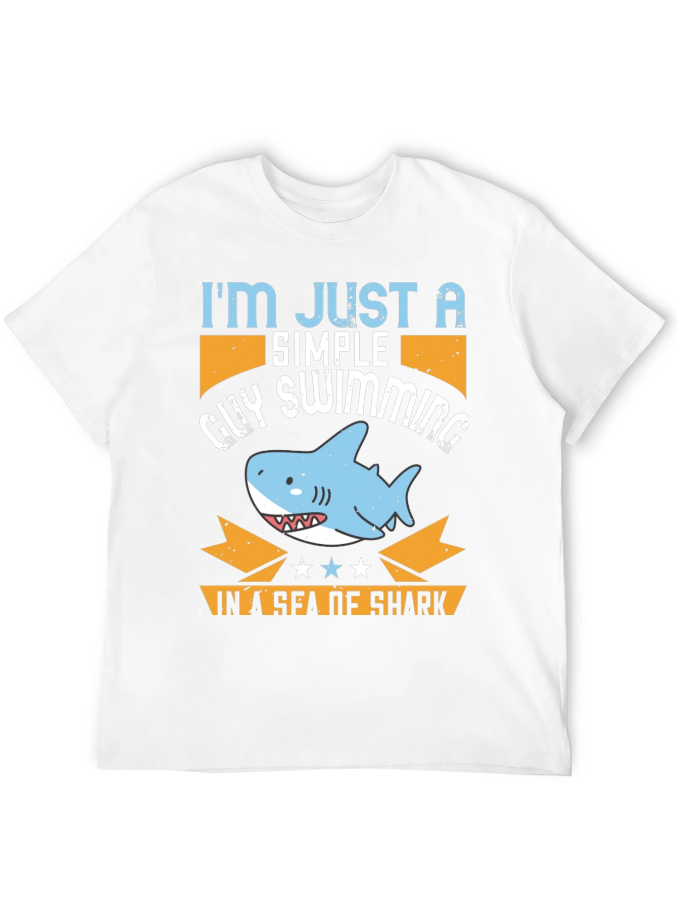 Black Simple Guy Swimming Shark T-Shirt view 12