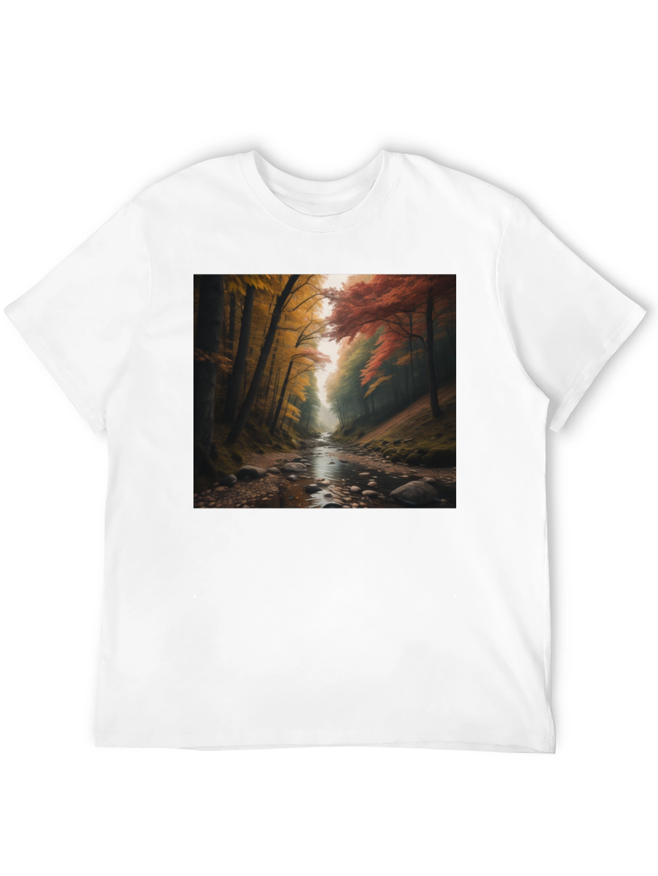 Black Autumn Forest River Graphic Tee view 12