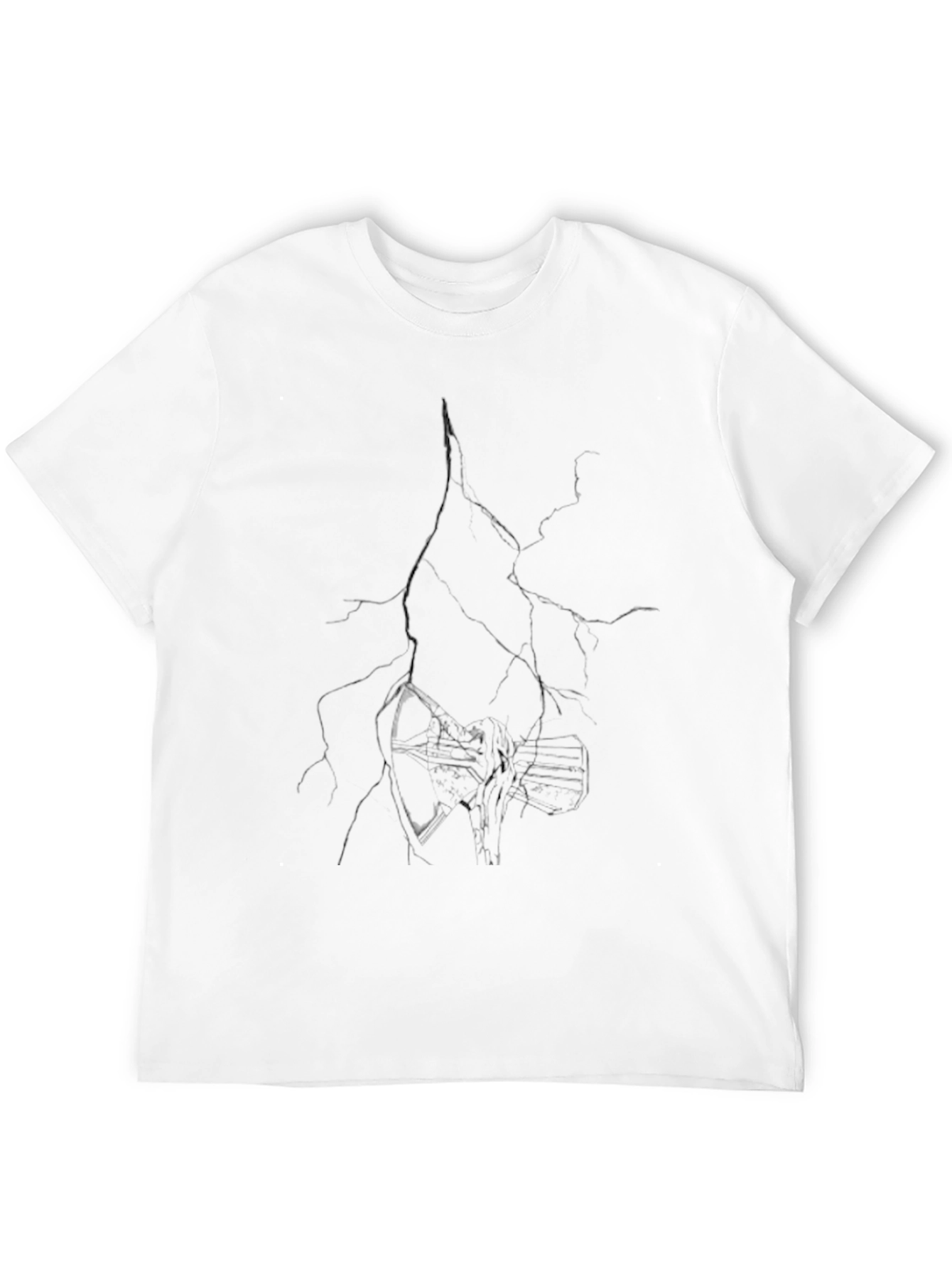 Black Cracked Graphic Print Black T-Shirt view 12