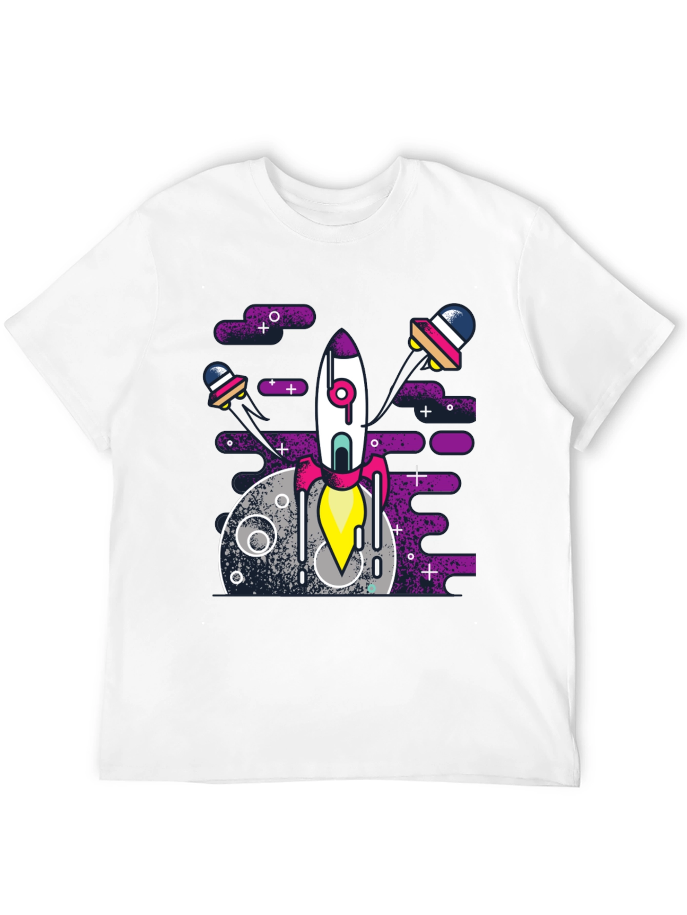 Black Space Rocket Graphic Tee - Black Cotton Blend Shirt view 12