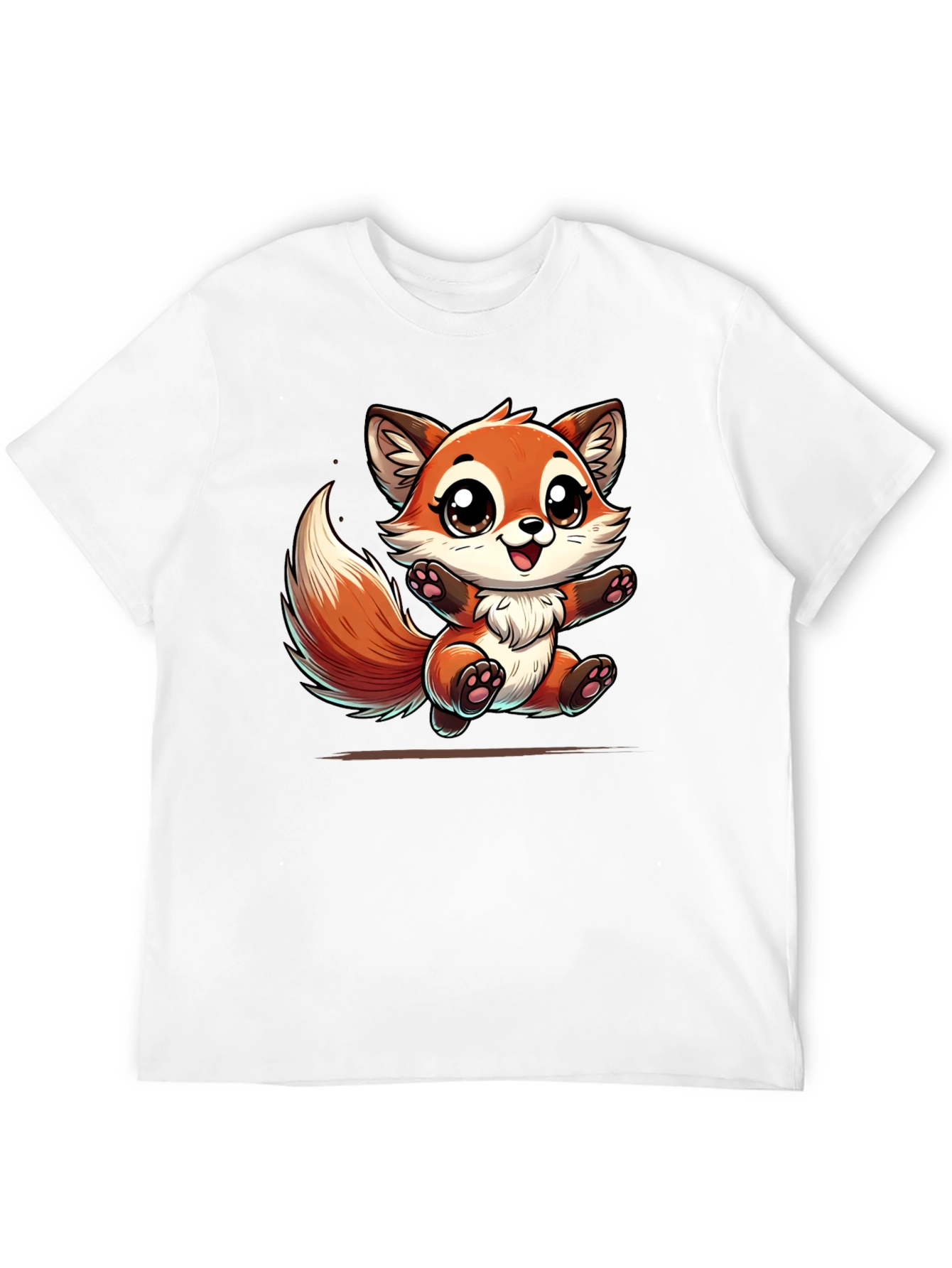 Black Cute Fox Graphic Tee - Black Cotton T-Shirt view 12