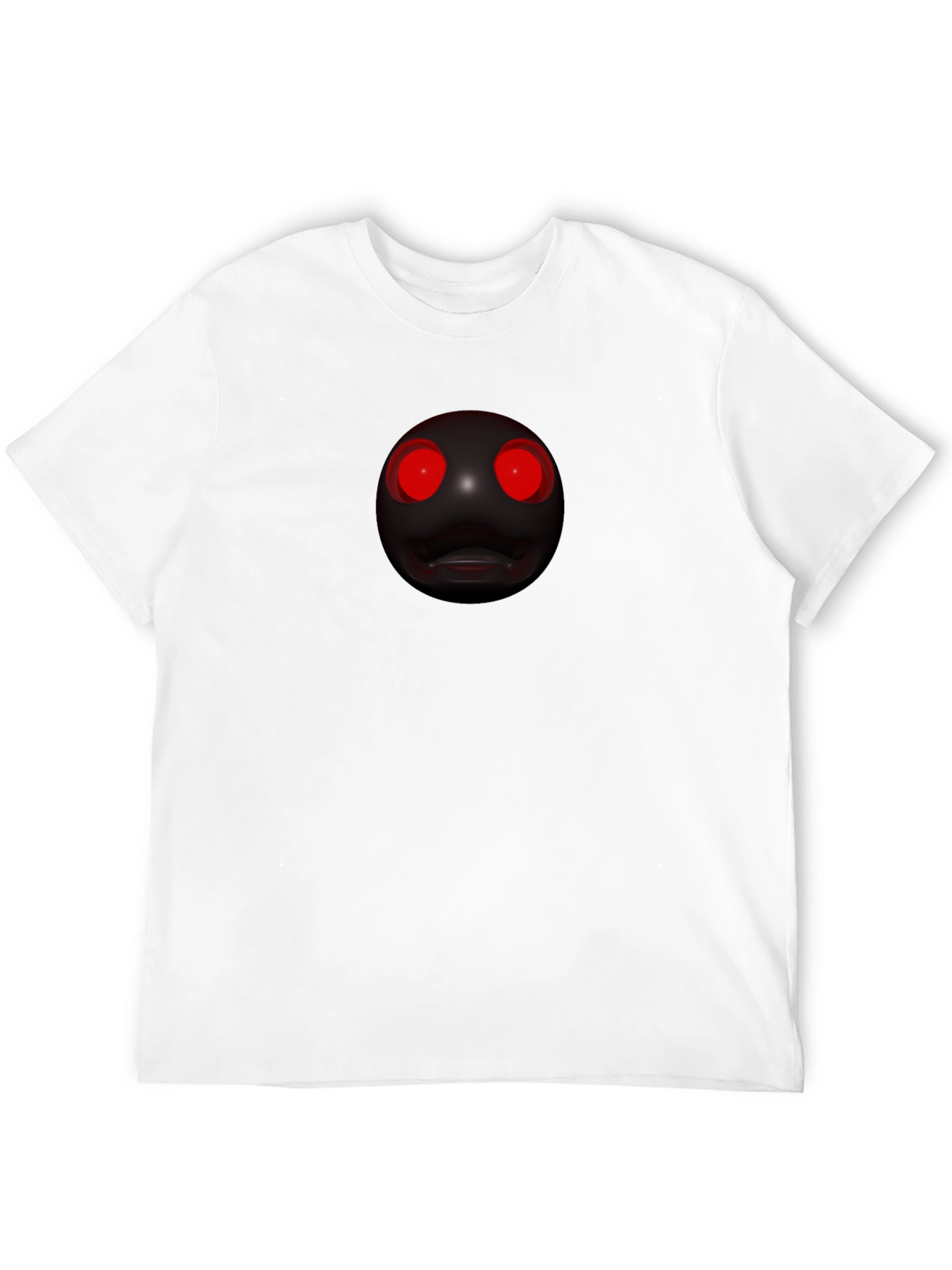 Black Men's Black T-Shirt with Creepy Red-Eyed Orb Design view 12