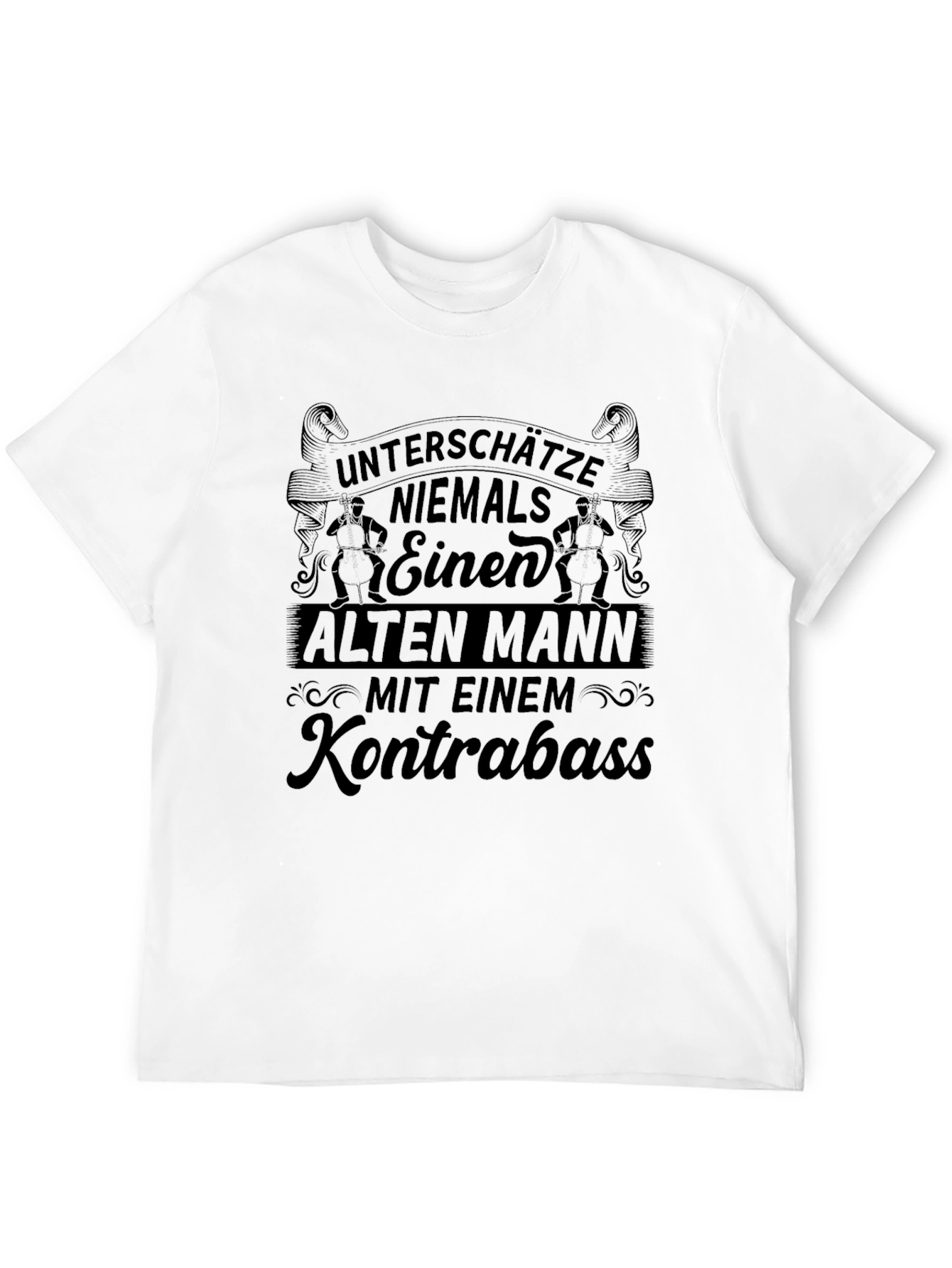 Black Funny Old Man & Bass T-Shirt view 12