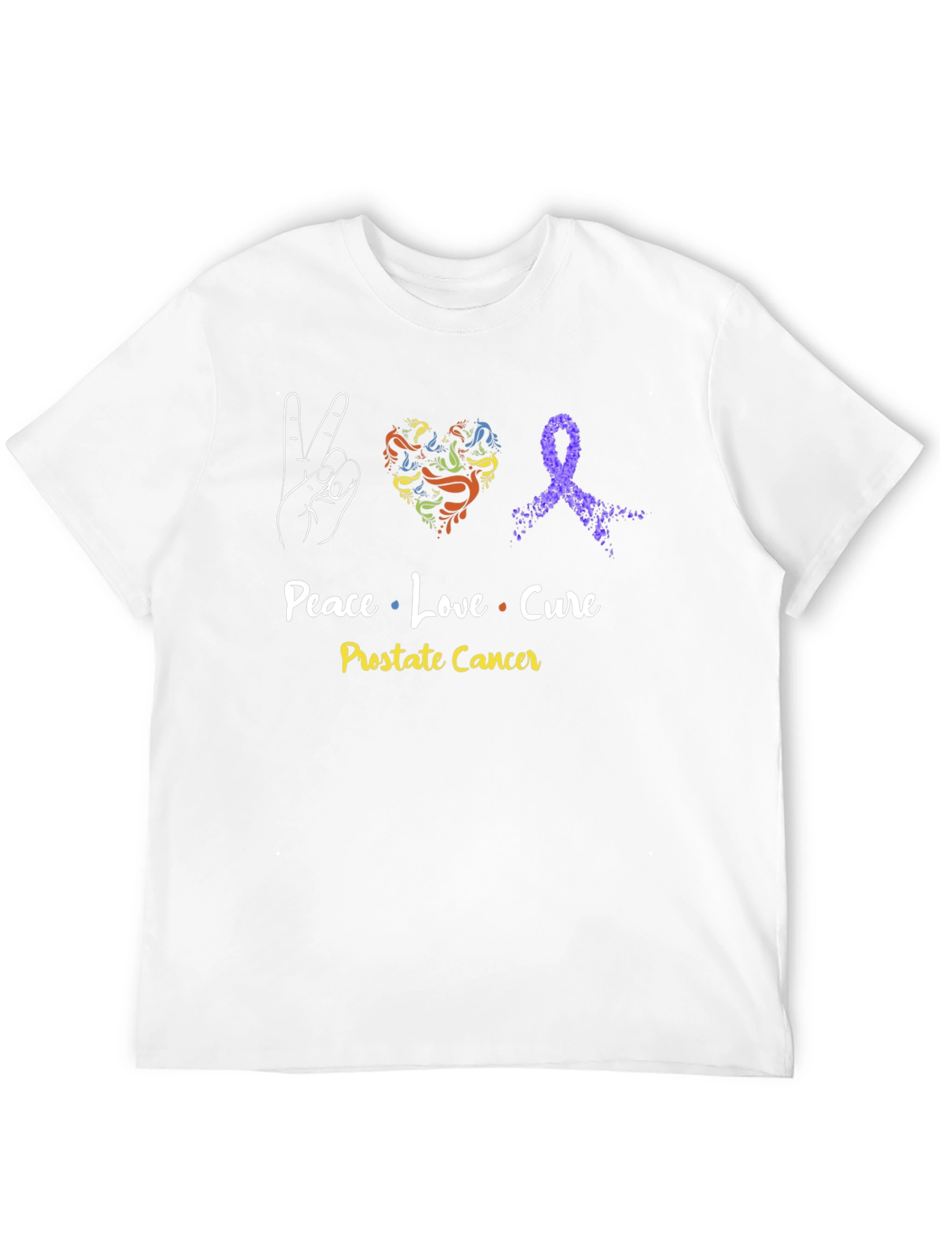 Black Peace Love Cure Prostate Cancer Awareness T-Shirt view 12