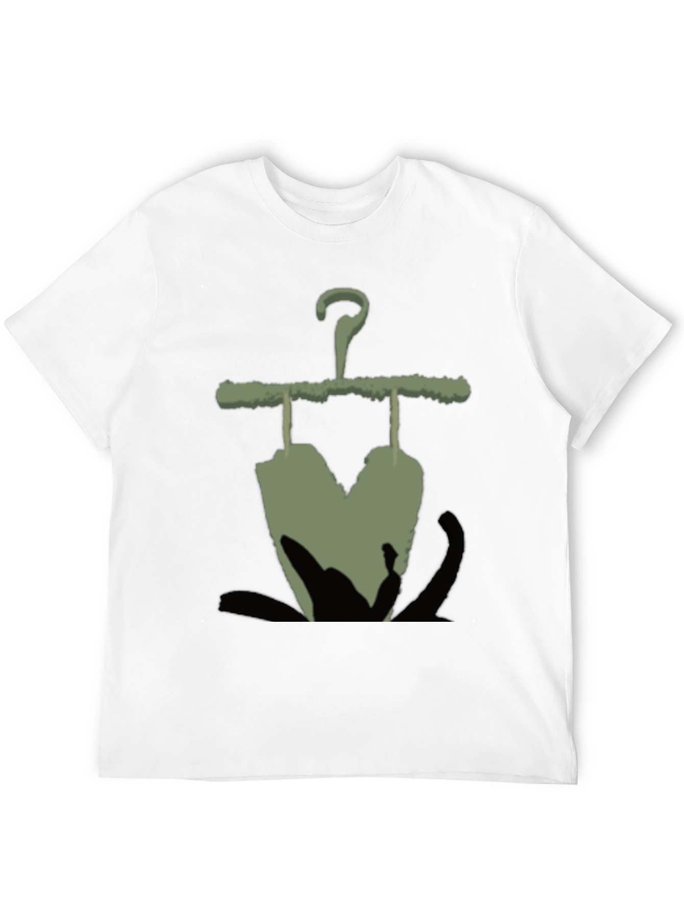 Black Men's Black T-Shirt with Unique Hanger Print view 12