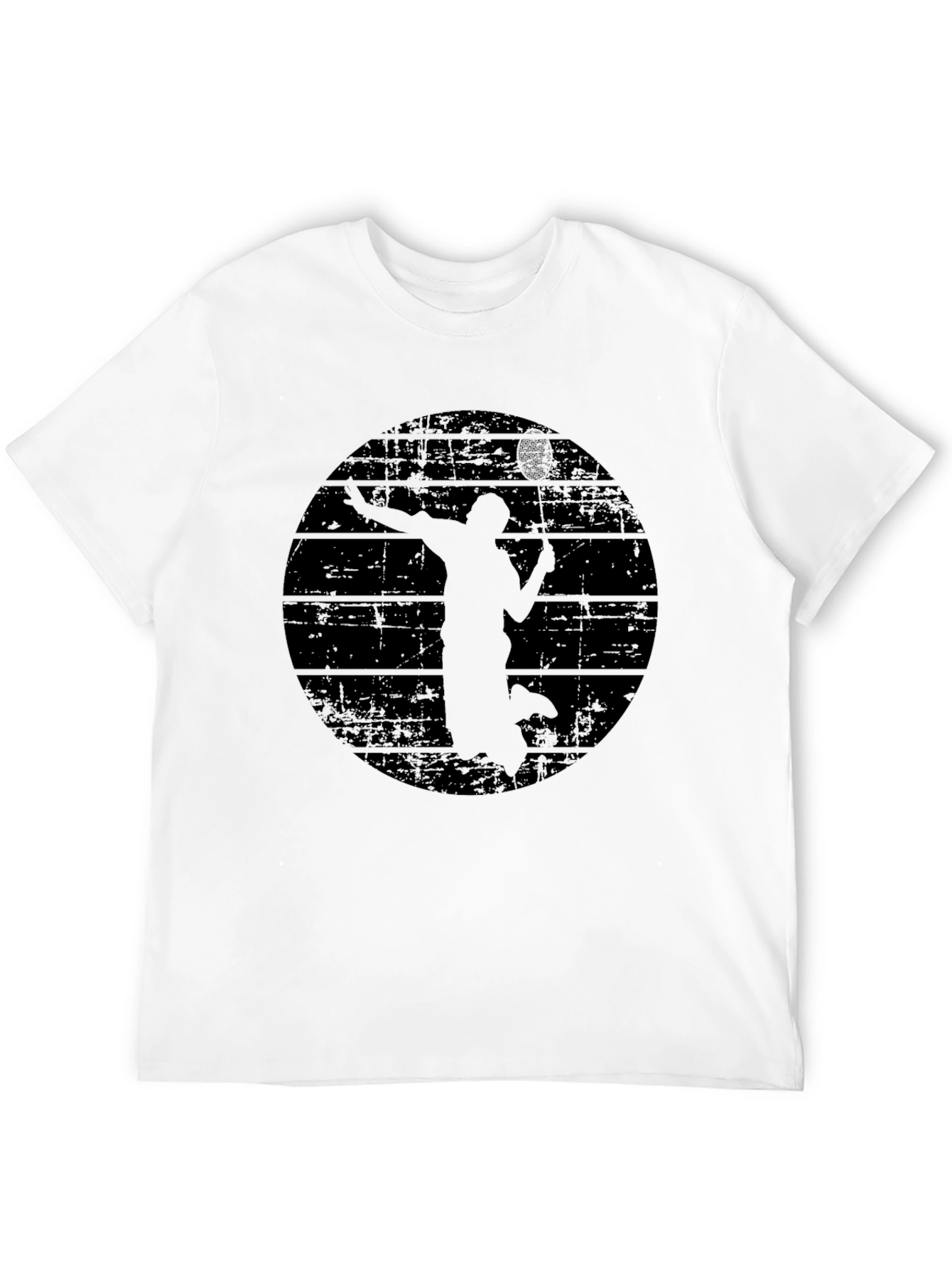 Black Men's Black Badminton Graphic T-Shirt view 12