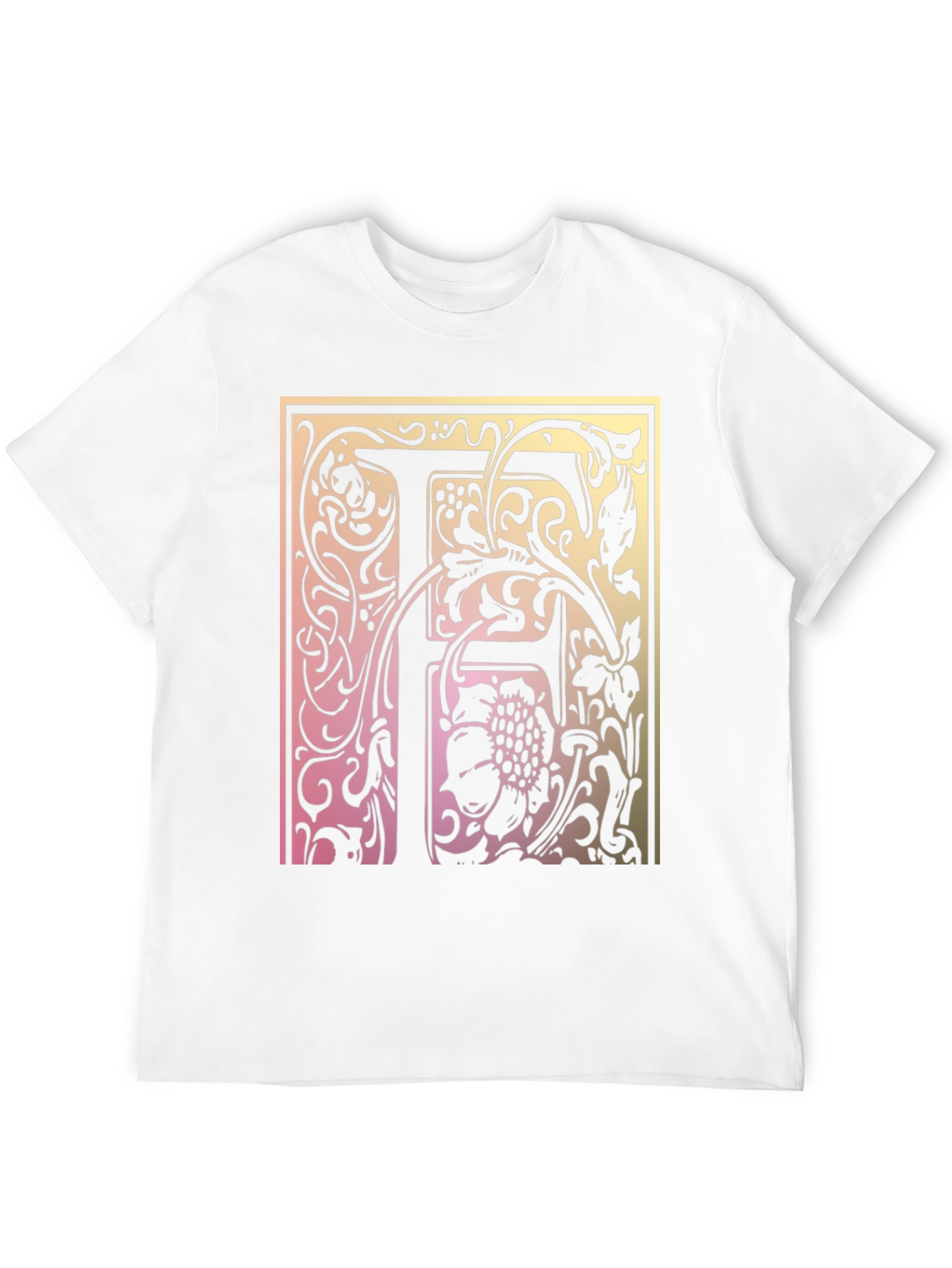 Floral Letter F Graphic Tee - Unique Initial Shirt - 12