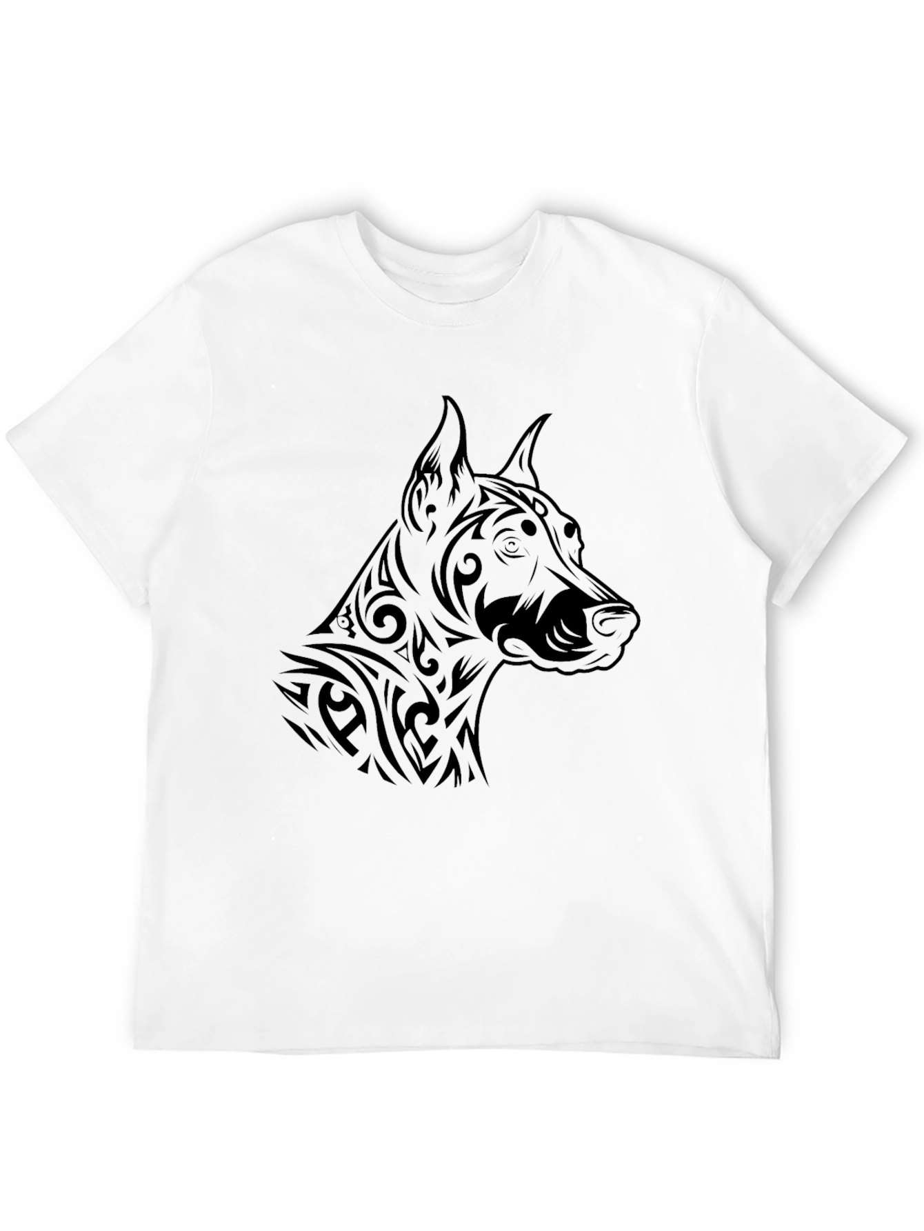 Black Tribal Dog Graphic Tee - Black T-Shirt view 12