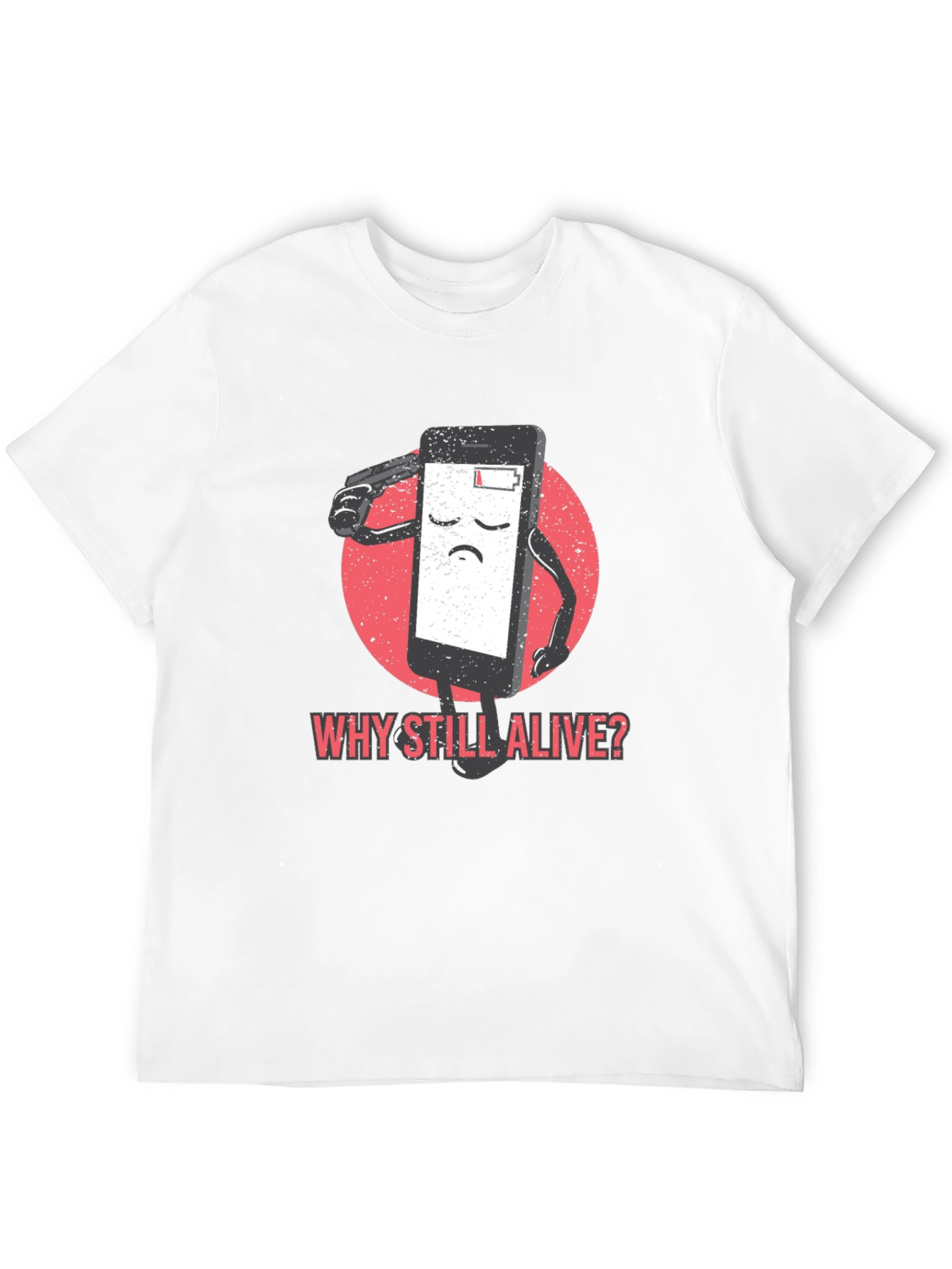 Black Why Still Alive T-Shirt - Funny Phone Battery Tee view 12