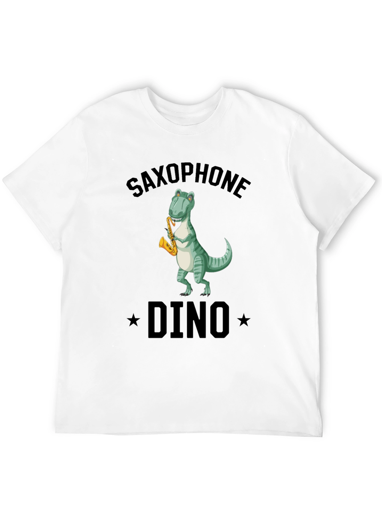 Black Saxophone Dino T-Shirt - Black Cotton Tee view 12