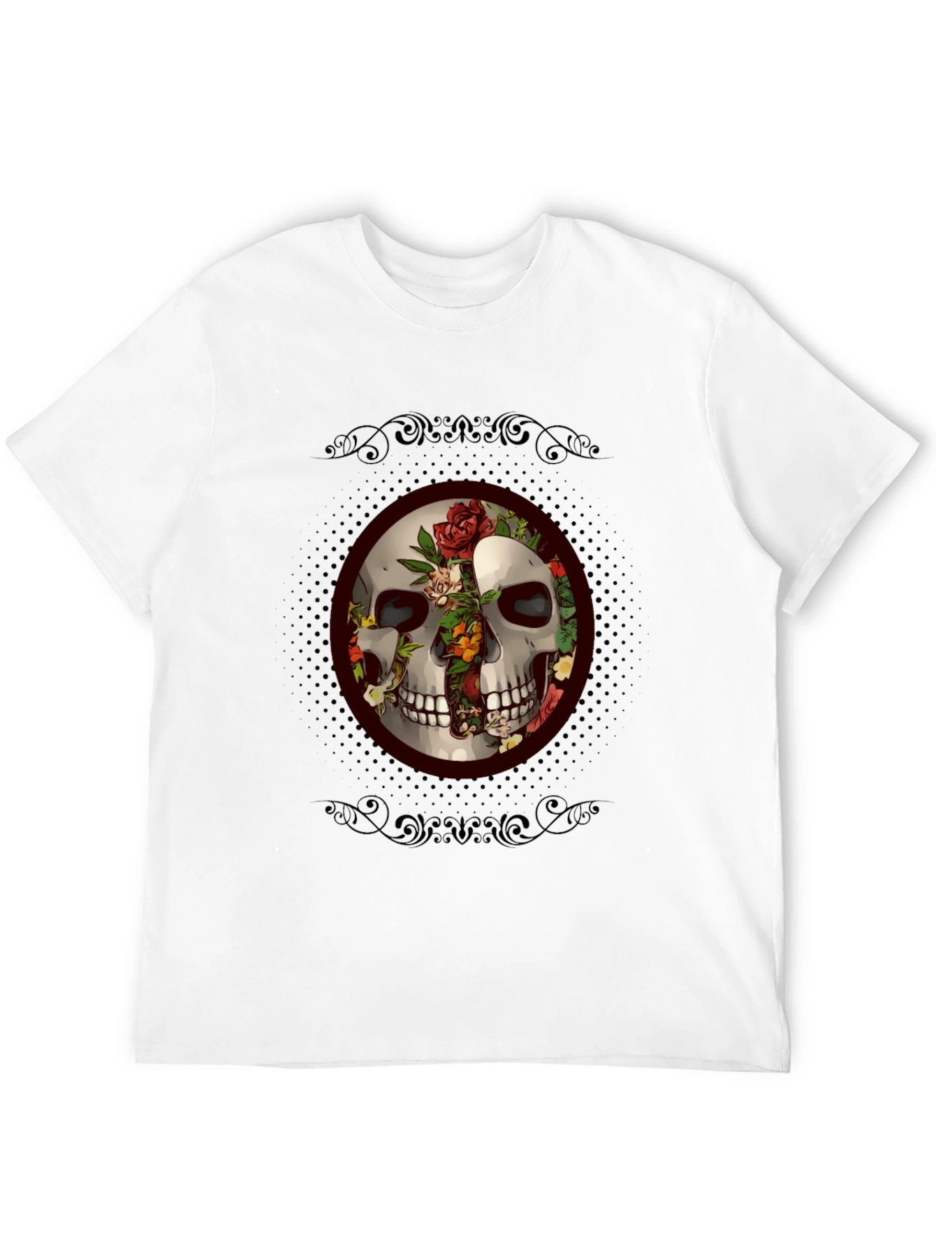 Black Skull & Roses Graphic Tee - Edgy Style view 12