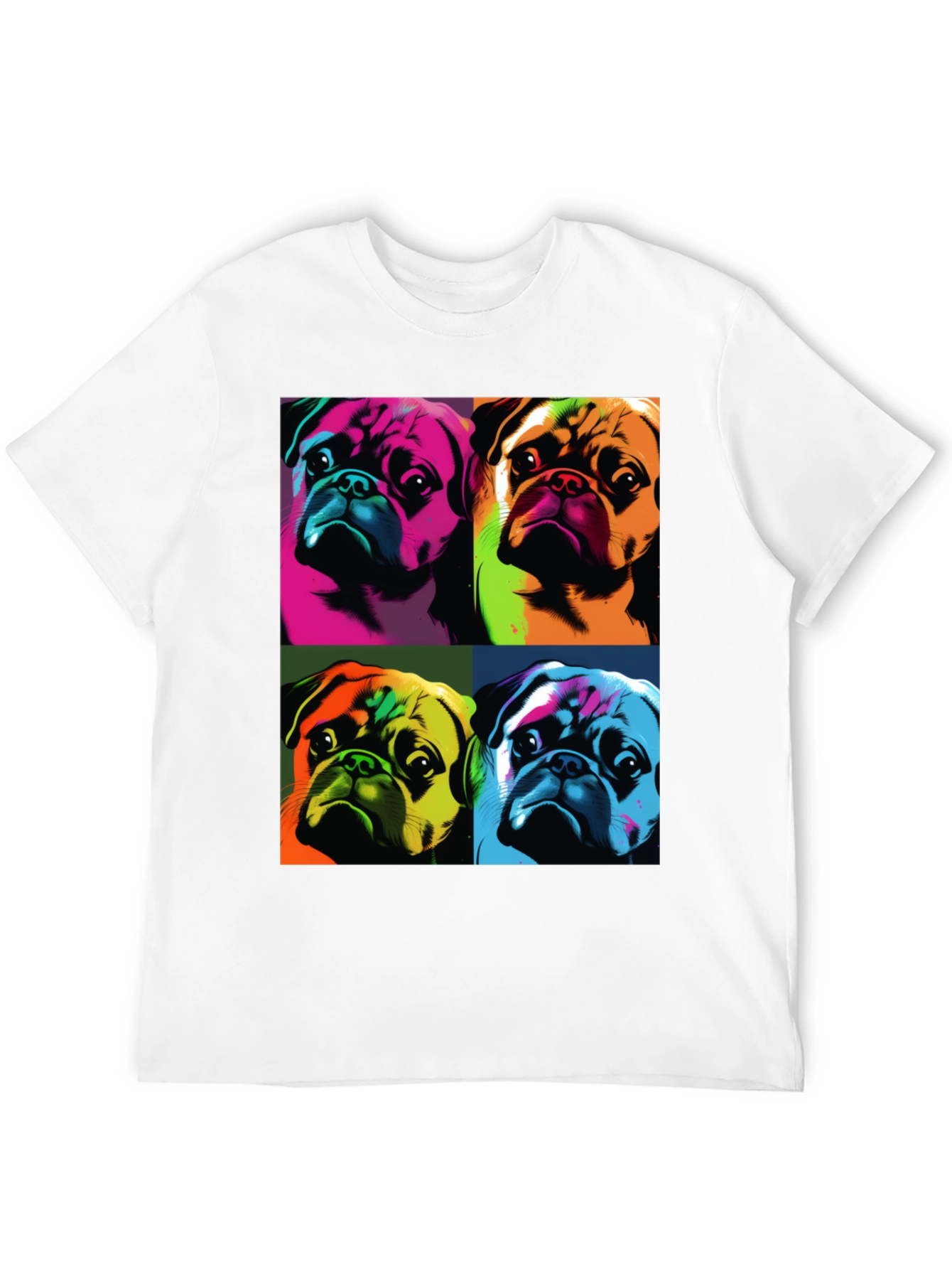 Black Pop Art Pug T-Shirt: Colorful Canine Graphic Tee view 12