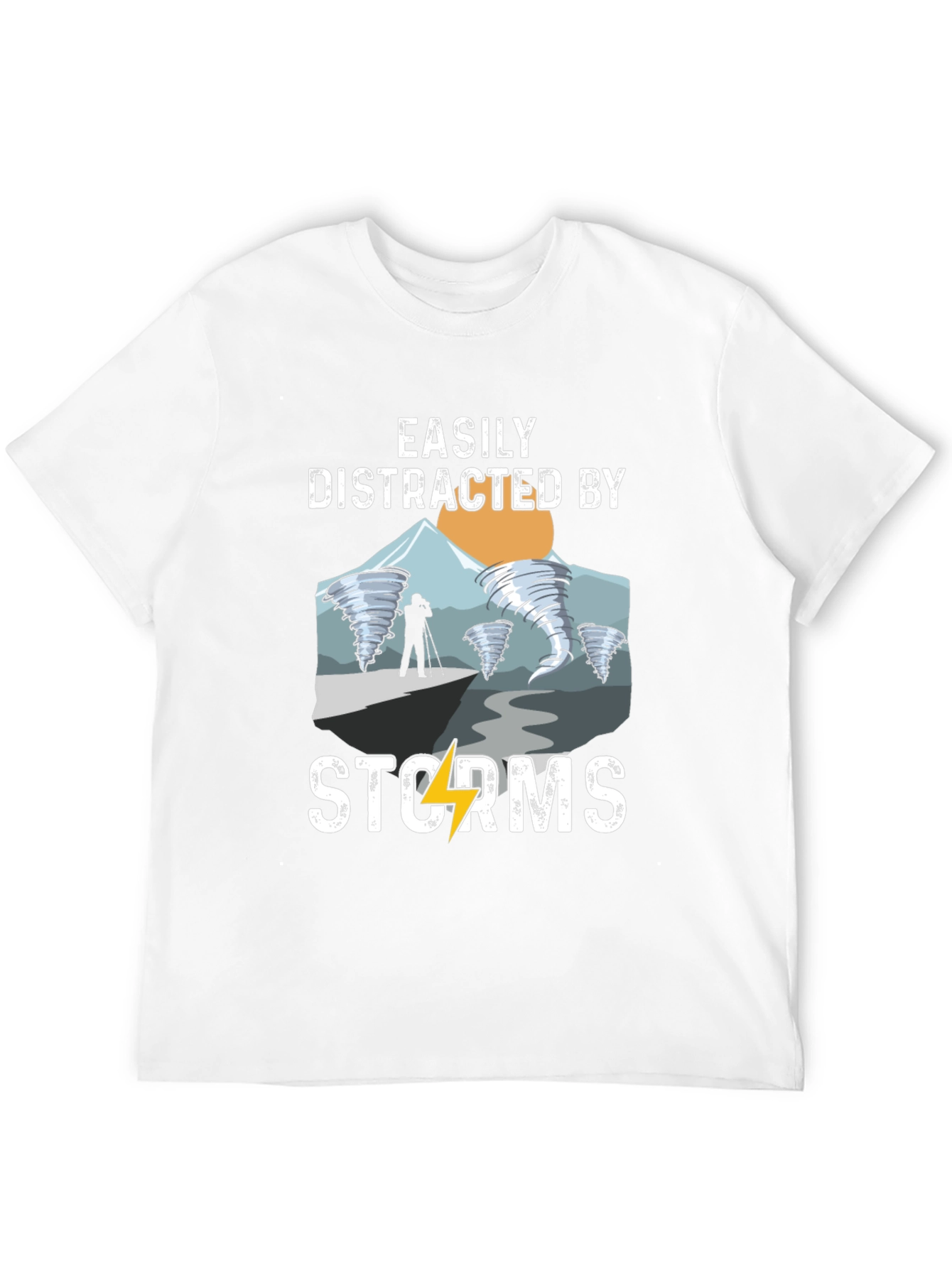 Black Easily Distracted by Storms Black T-Shirt view 12