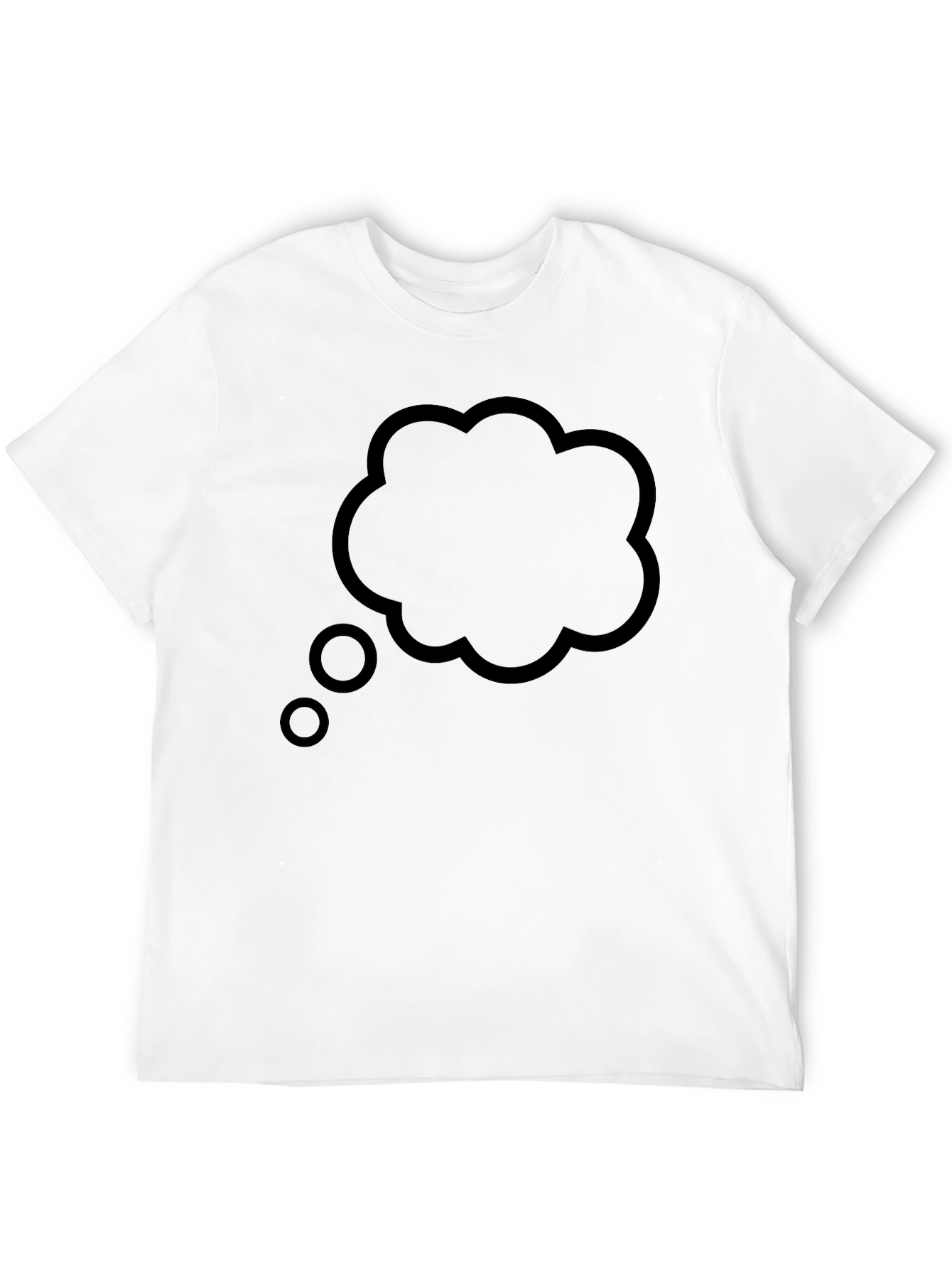 Black Men's Black T-Shirt with Thinking Cloud Design view 12