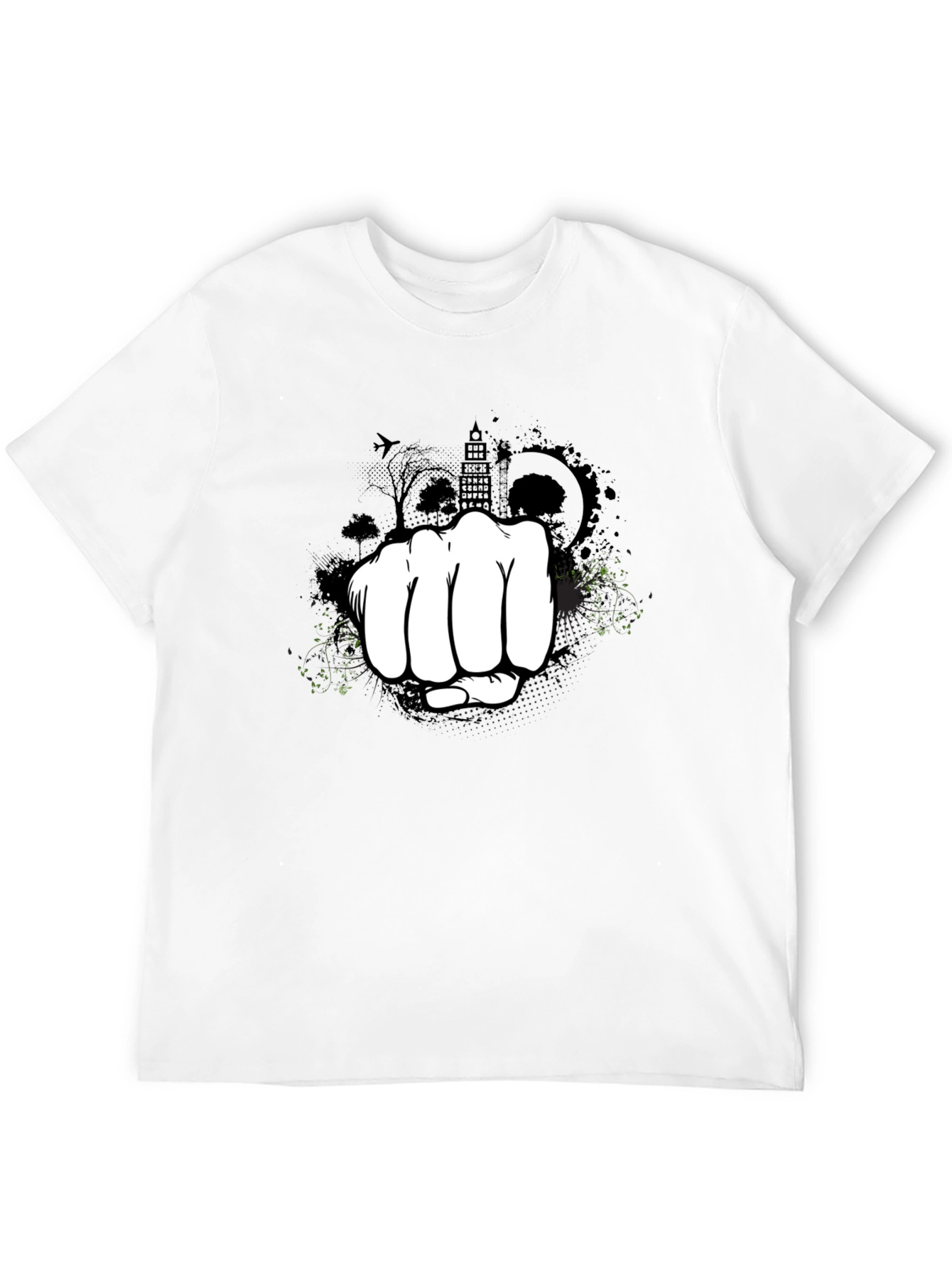 Black Urban Fist Graphic Tee - Black Cotton Blend Shirt view 12