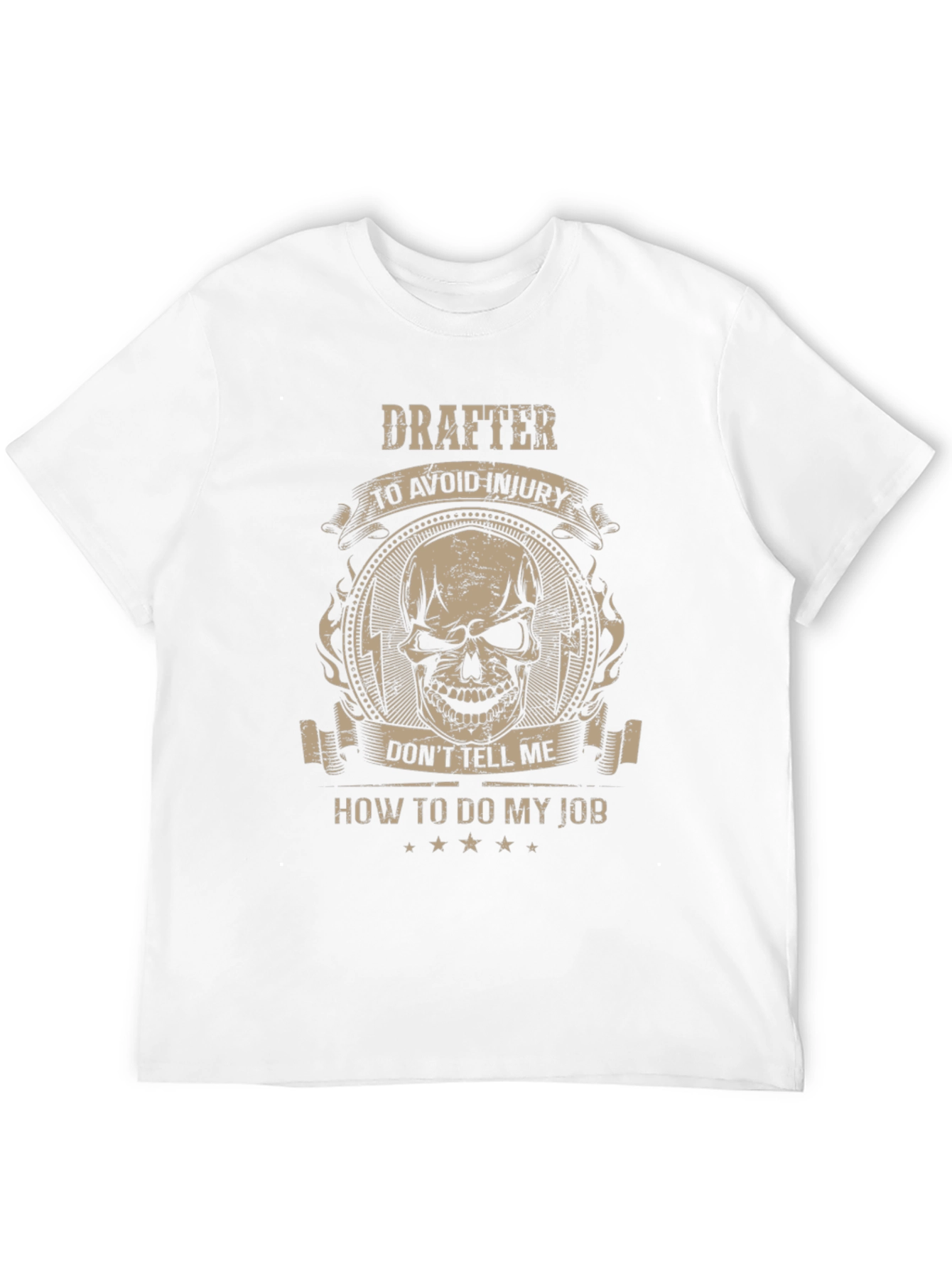 Black Drafter Skull Graphic T-Shirt - Avoid Injury, Do My Job view 12