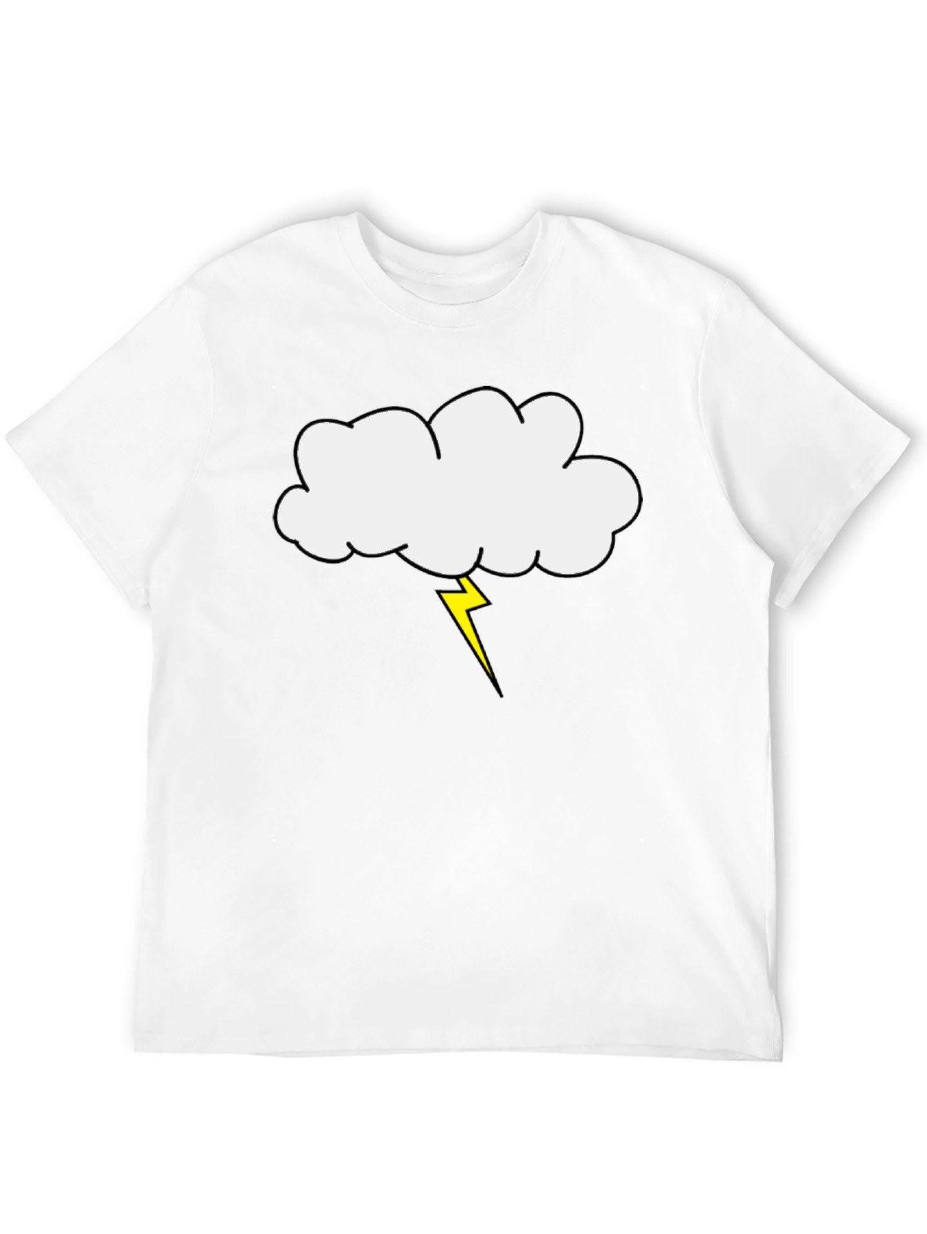 Black Cloud and Lightning Bolt Graphic Tee - Black view 12