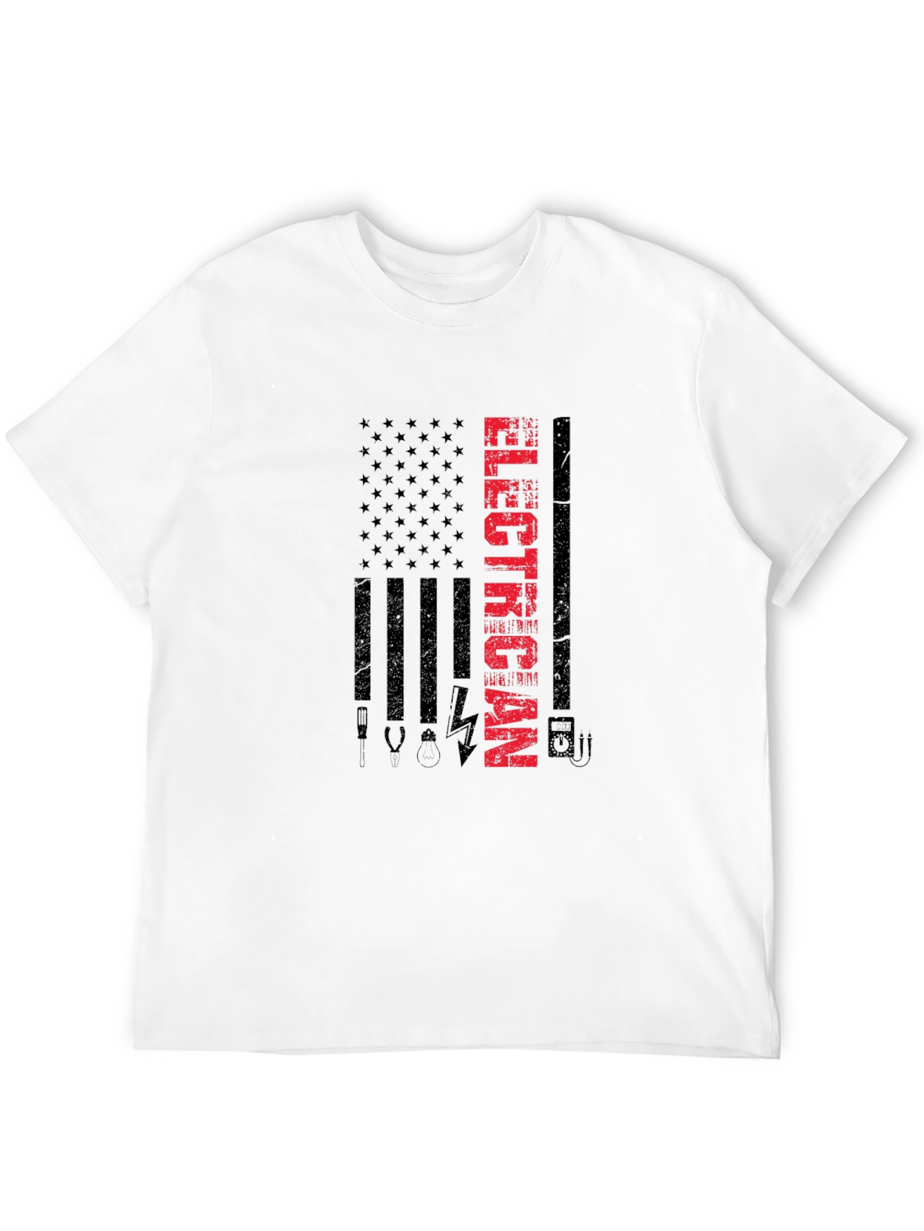 Black Electrician American Flag T-Shirt view 12