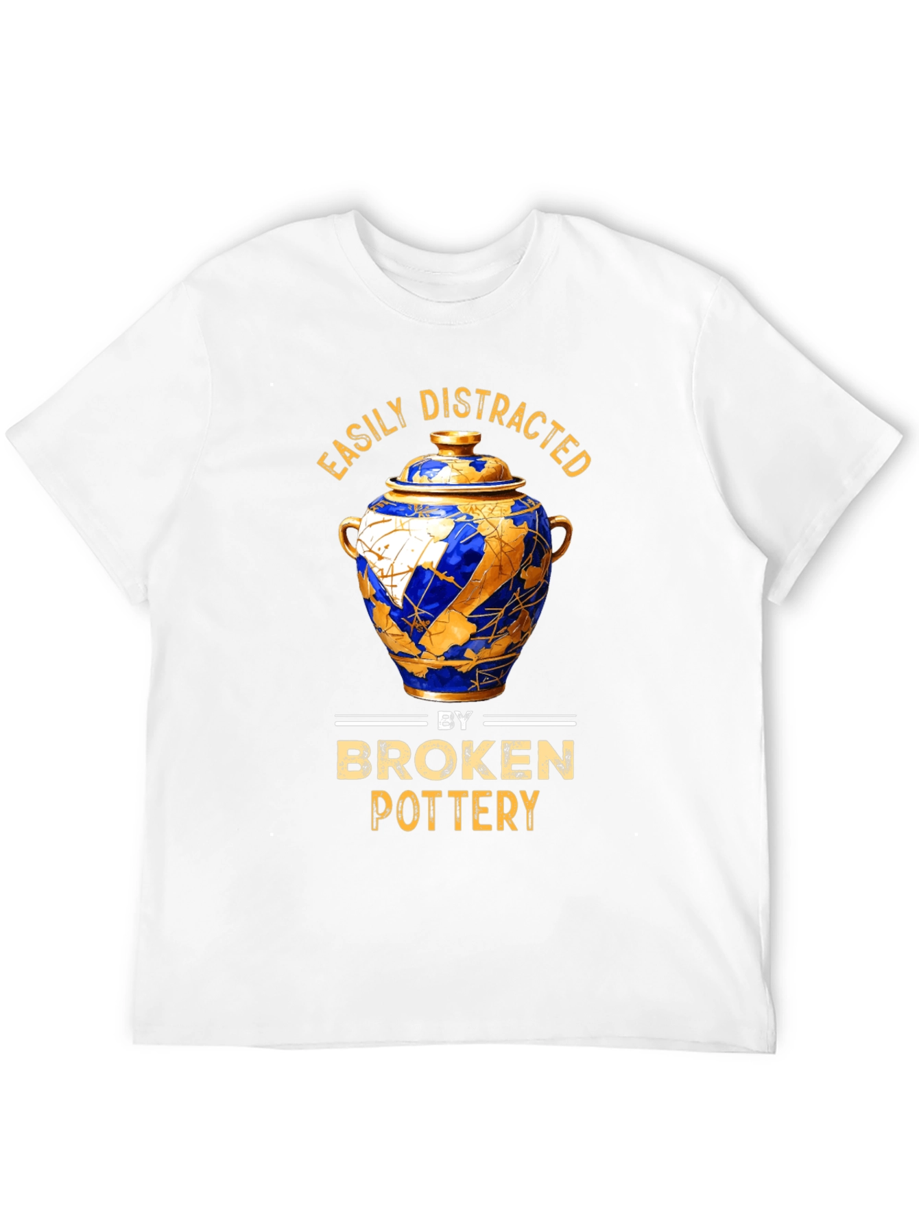 Black Easily Distracted by Broken Pottery T-Shirt view 12