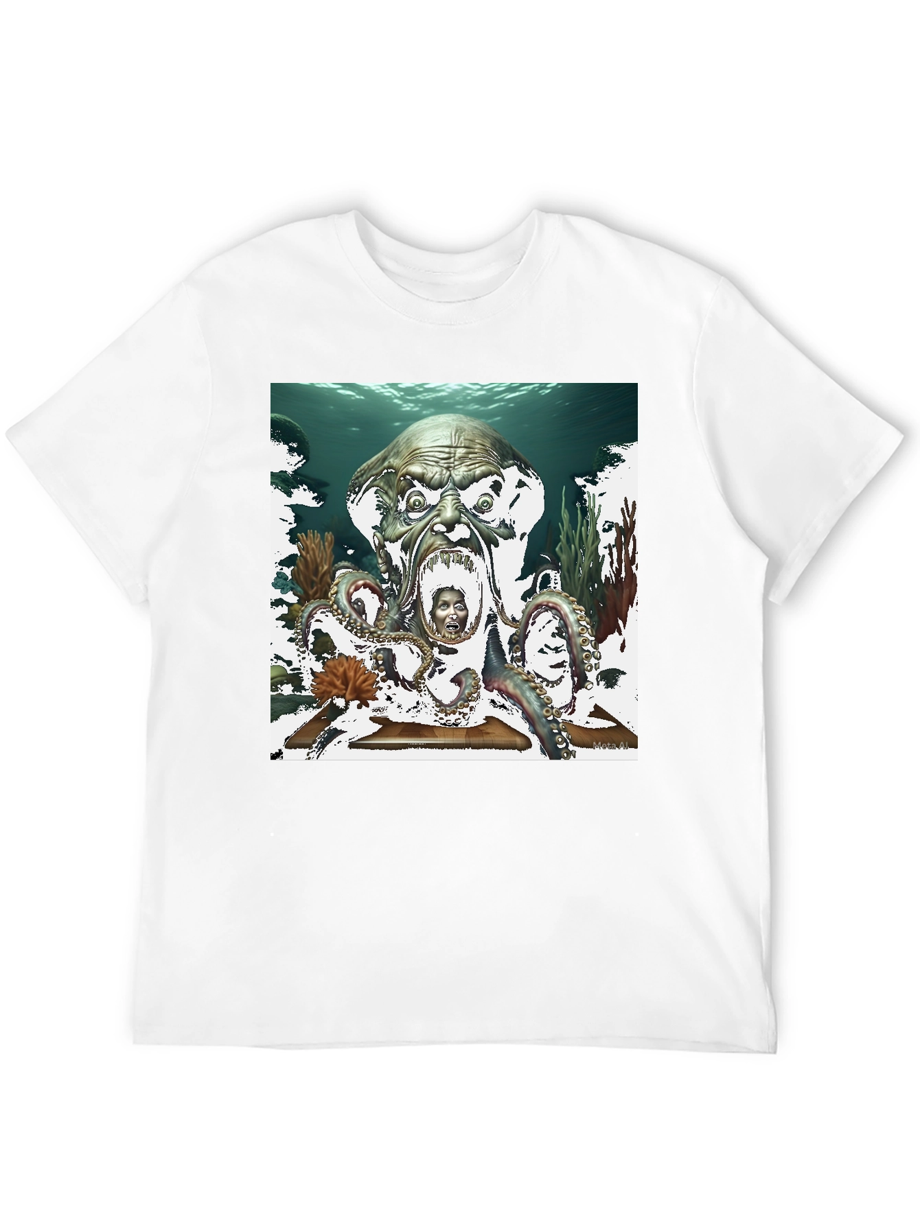 Black Octopus Monster Graphic Black T-Shirt view 12