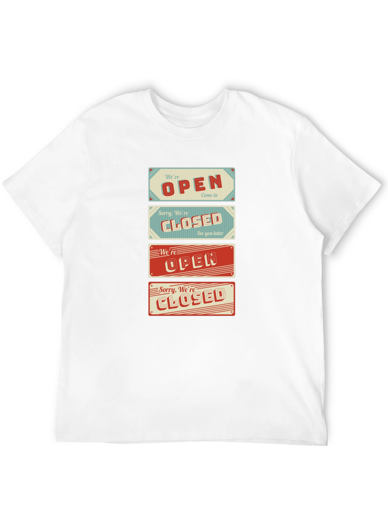 Black Open/Closed Sign T-Shirt - Novelty Graphic Tee view 12