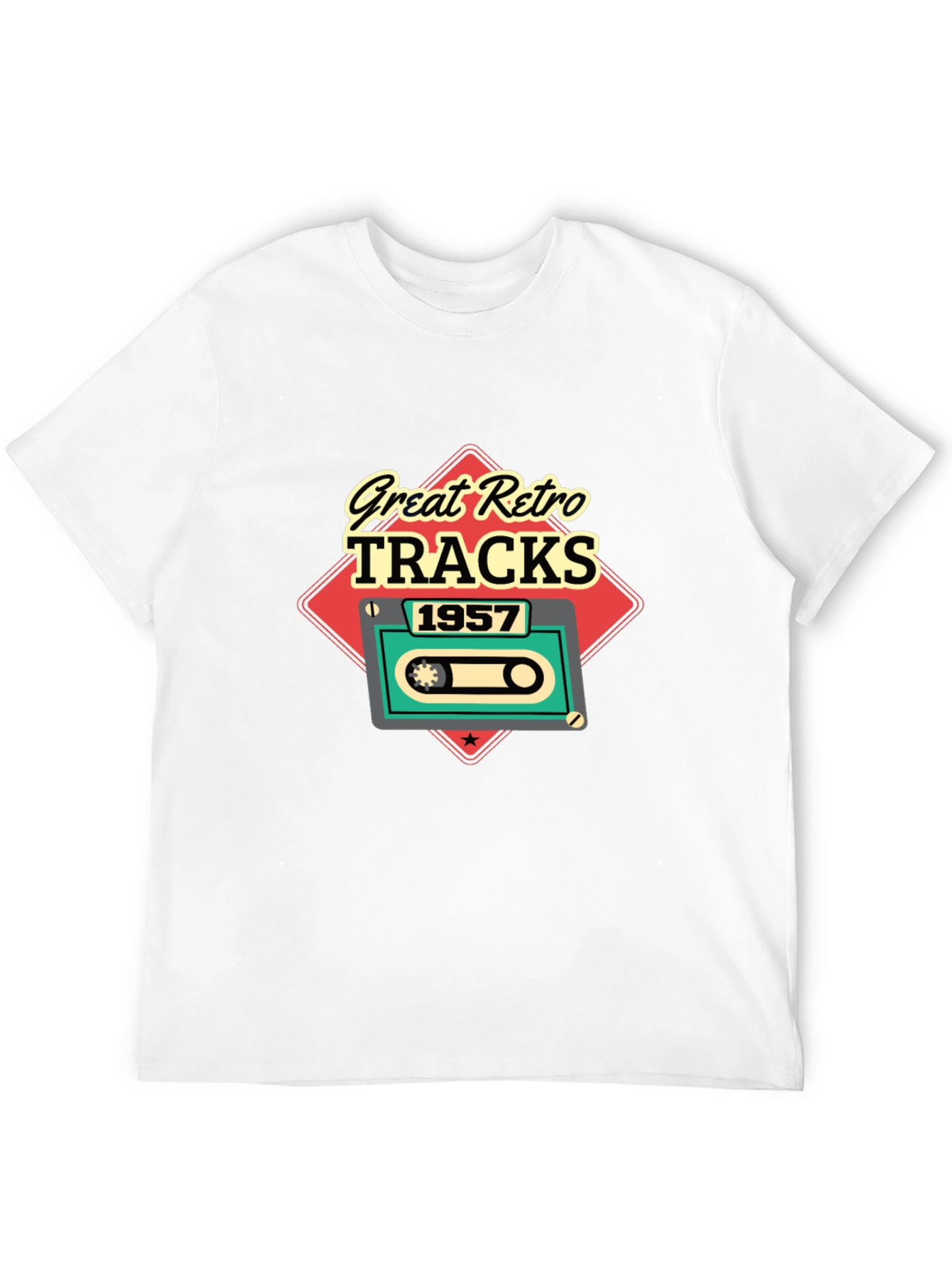 Black Great Retro Tracks 1957 Graphic Tee view 12