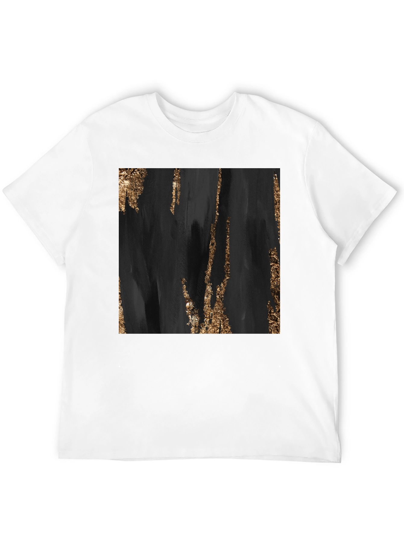 Black Abstract Gold Foil Print Black T-Shirt view 12