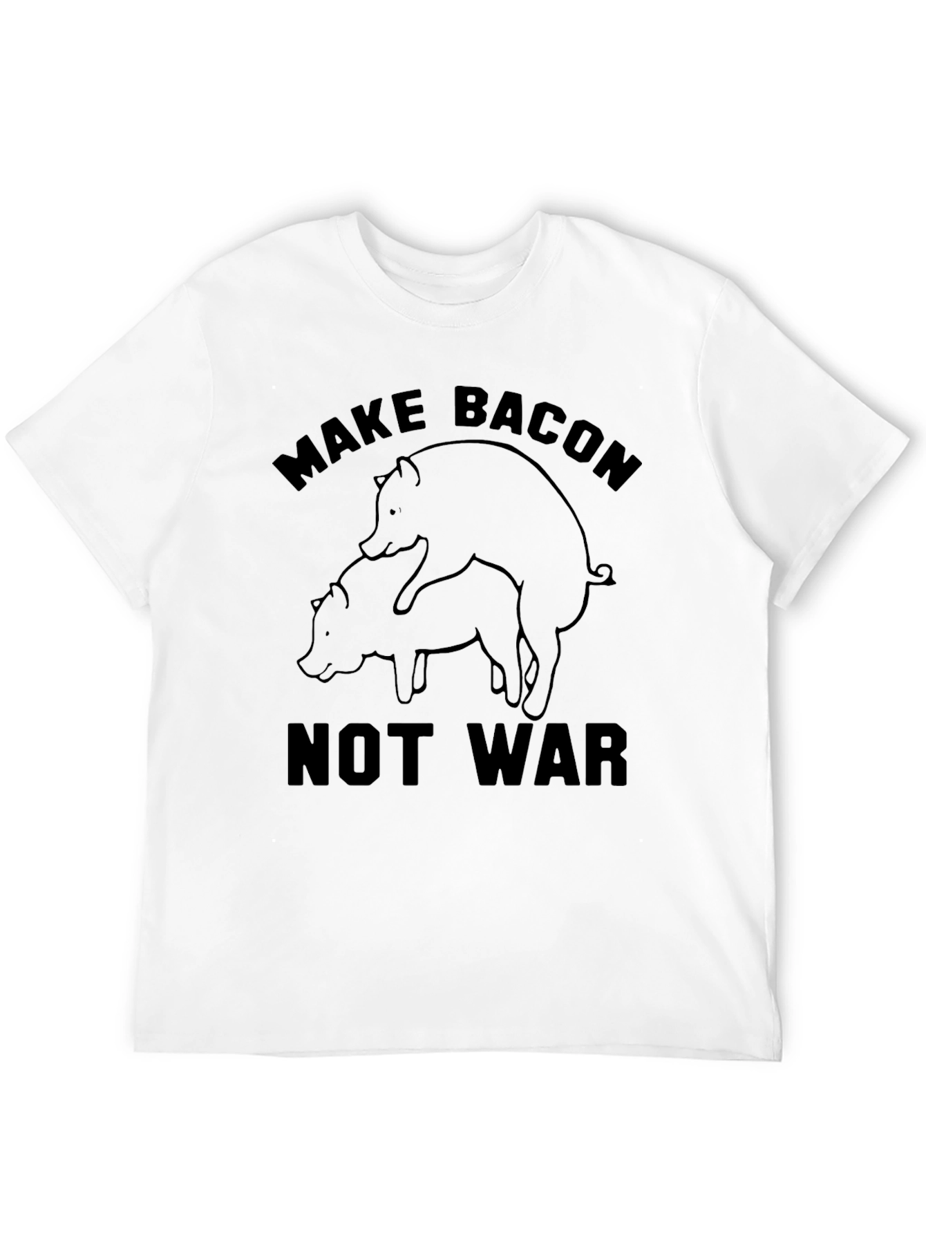 Black Make Bacon Not War T-Shirt - Funny Pig Design view 12