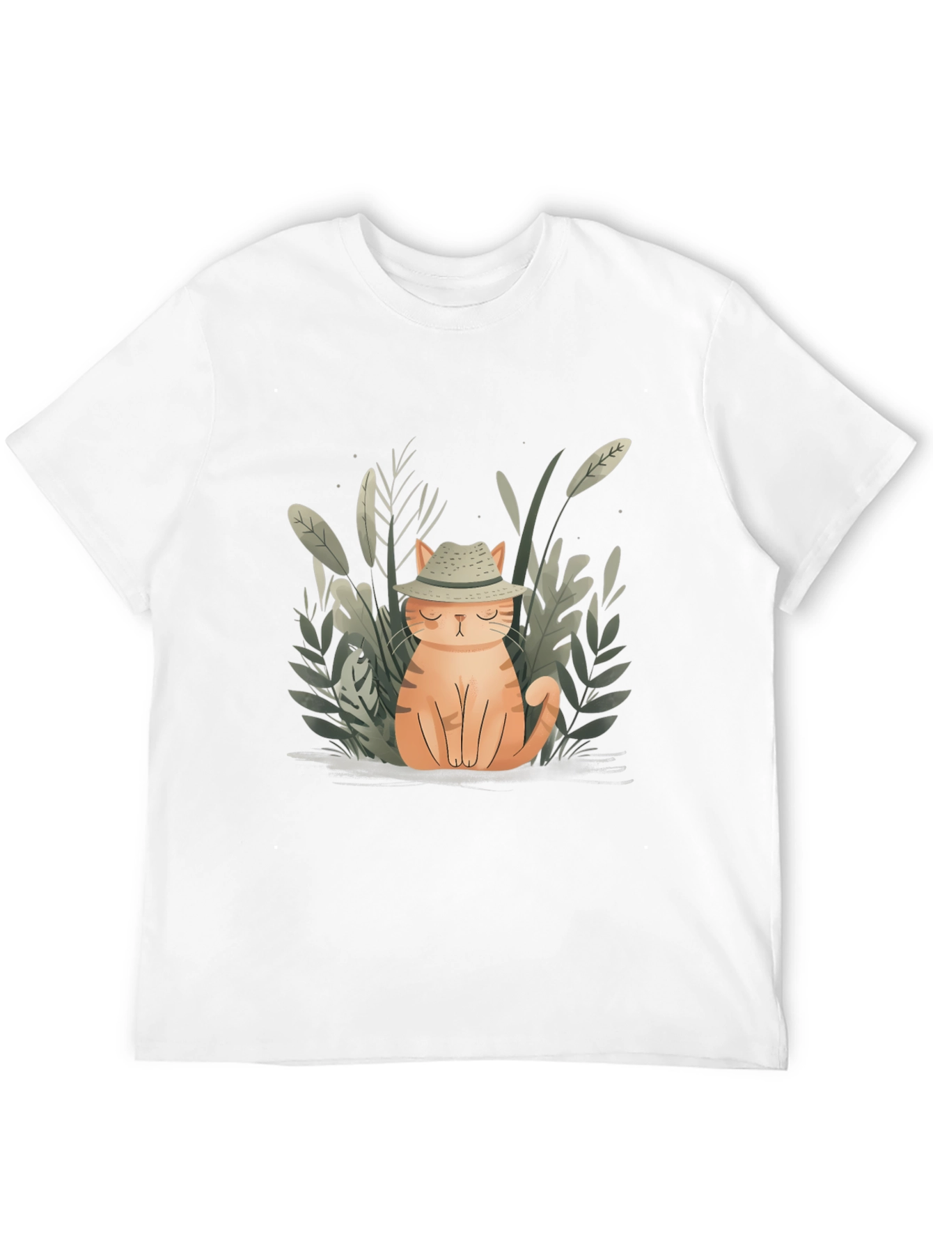 Black Cute Cat in Hat Graphic Tee - Unisex Black T-Shirt view 12