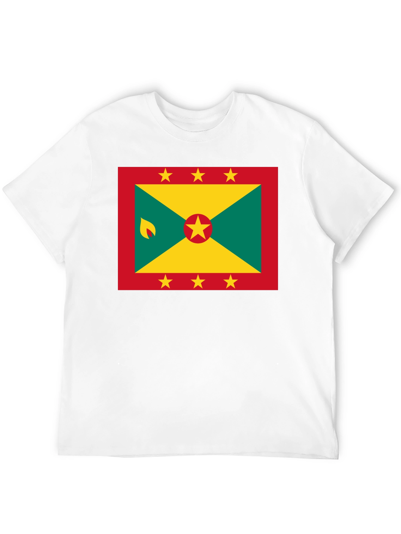 Black Grenada Flag T-Shirt - Black Crew Neck view 12