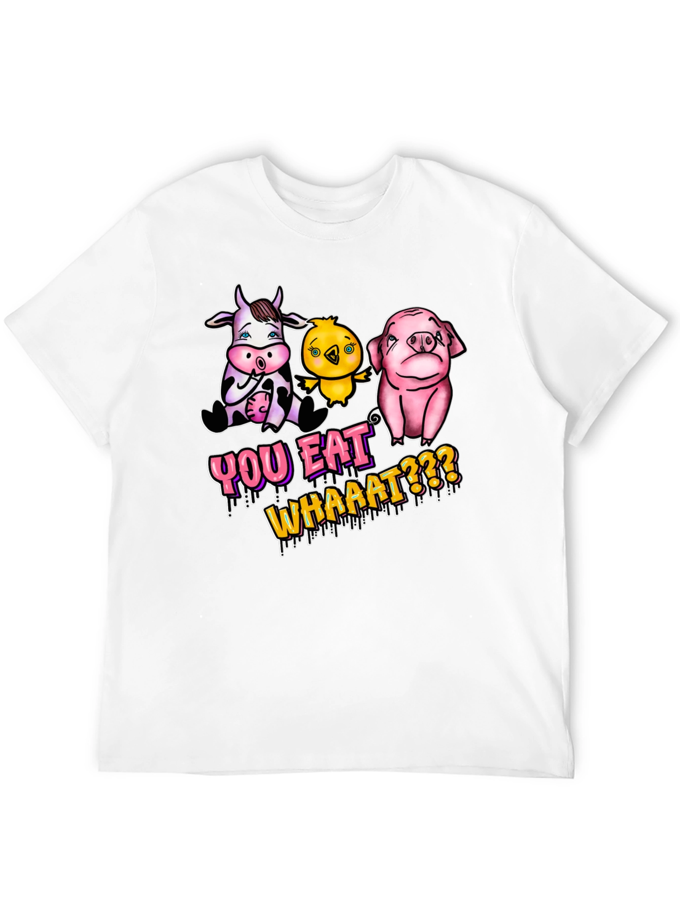 Black Vegan T-Shirt: You Eat Whaaat??? Funny Animal Design view 12