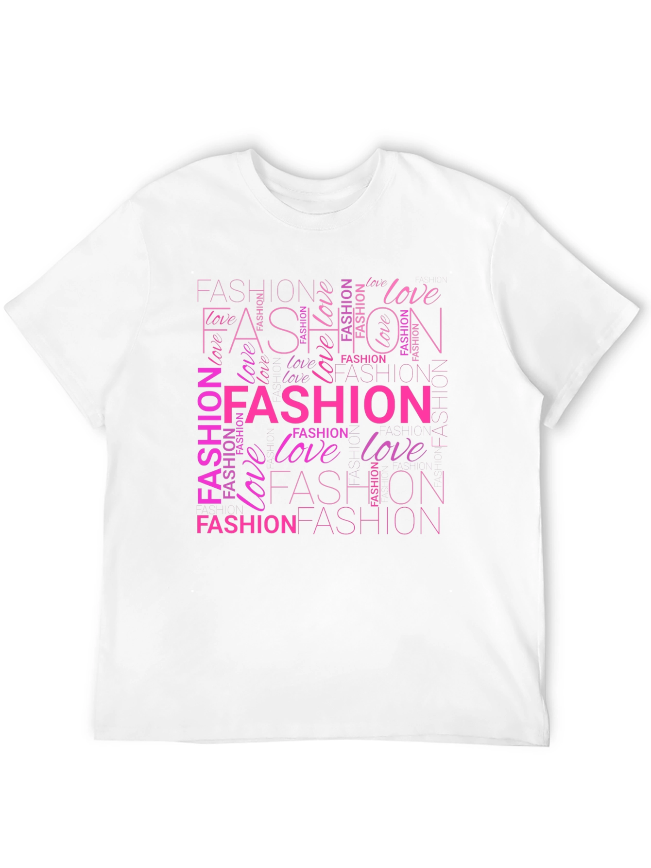 Fashion & Love Pink Word Art Print Black T-Shirt - 12