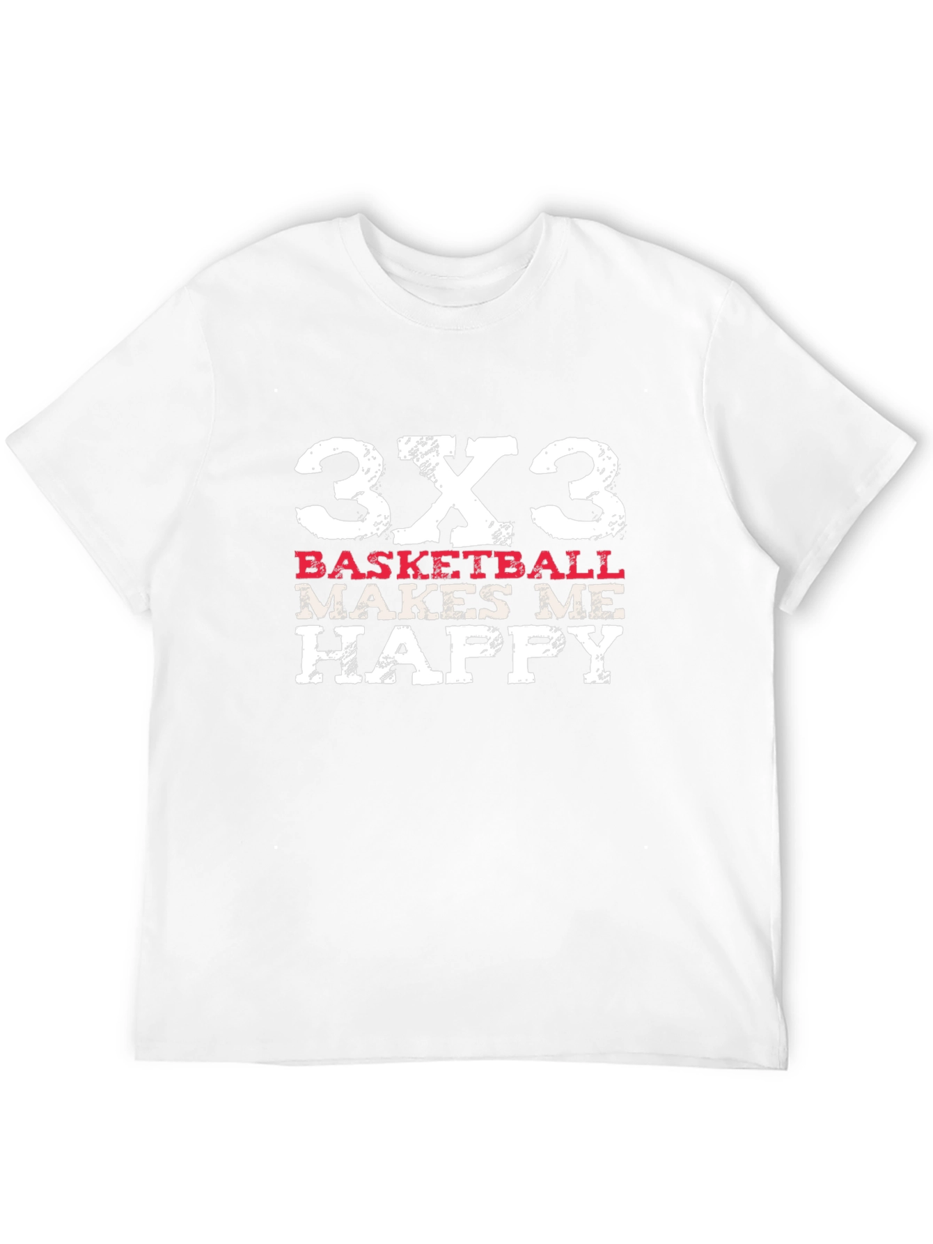 Black 3x3 Basketball Makes Me Happy T-Shirt view 12
