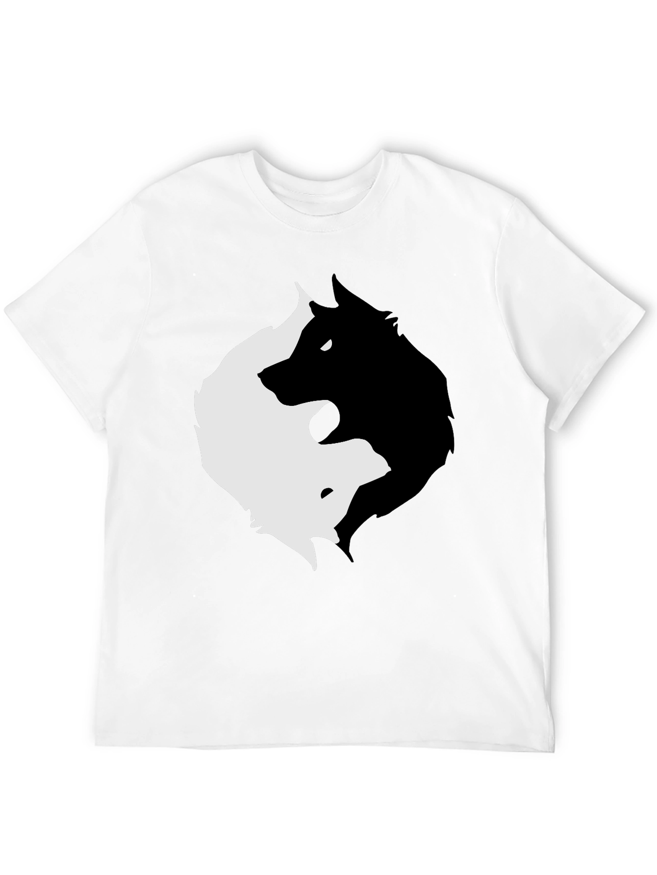 Black Yin Yang Wolves Graphic Tee - Black view 12