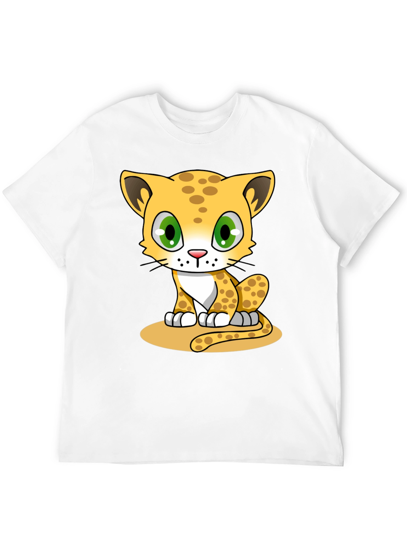 Black Cute Cartoon Leopard Black T-Shirt view 12