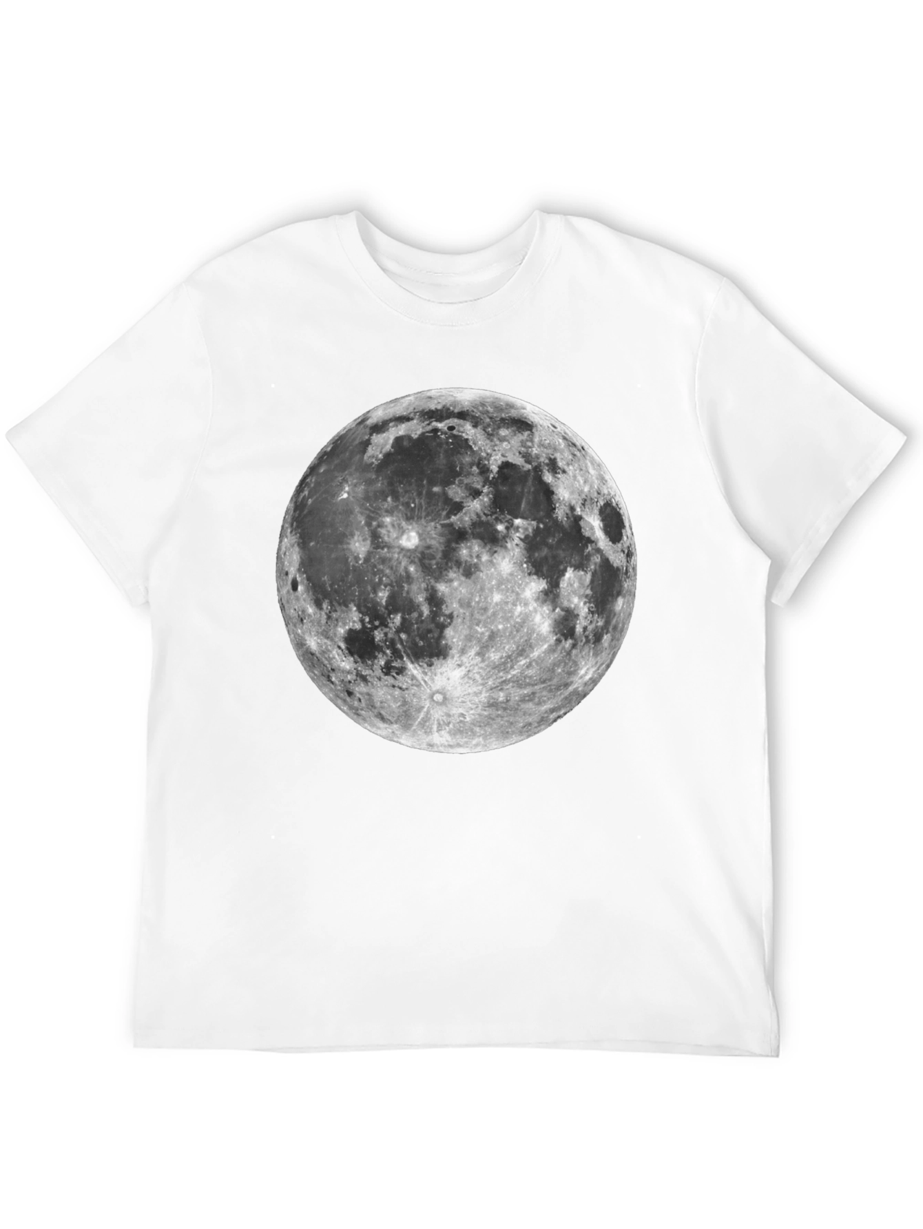 Lunar Print Tee - Black Cotton Moon Graphic T-Shirt - 12