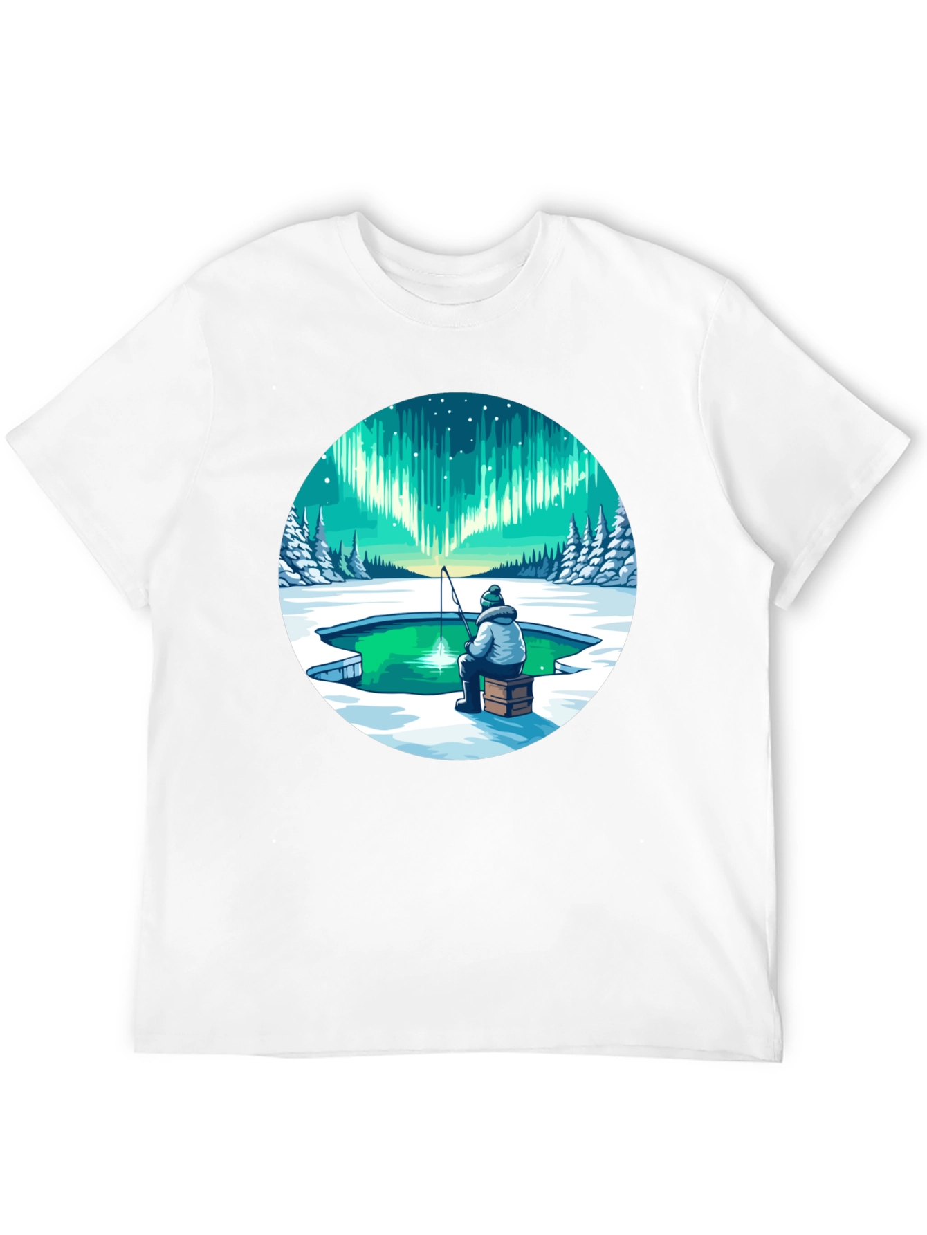 Aurora Borealis Ice Fishing Graphic Tee - 12