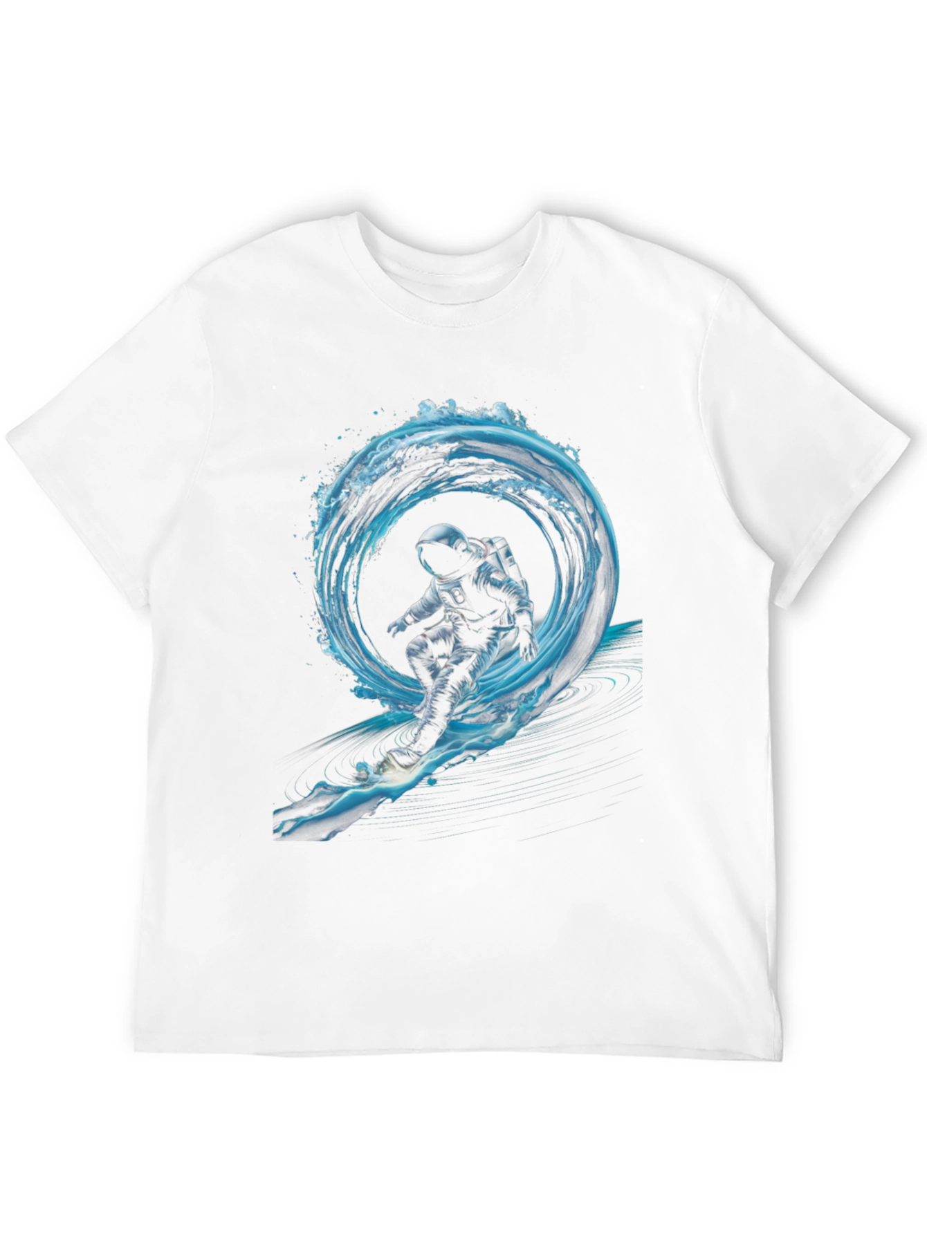 Black Astronaut Surfing Waves Black T-Shirt view 12