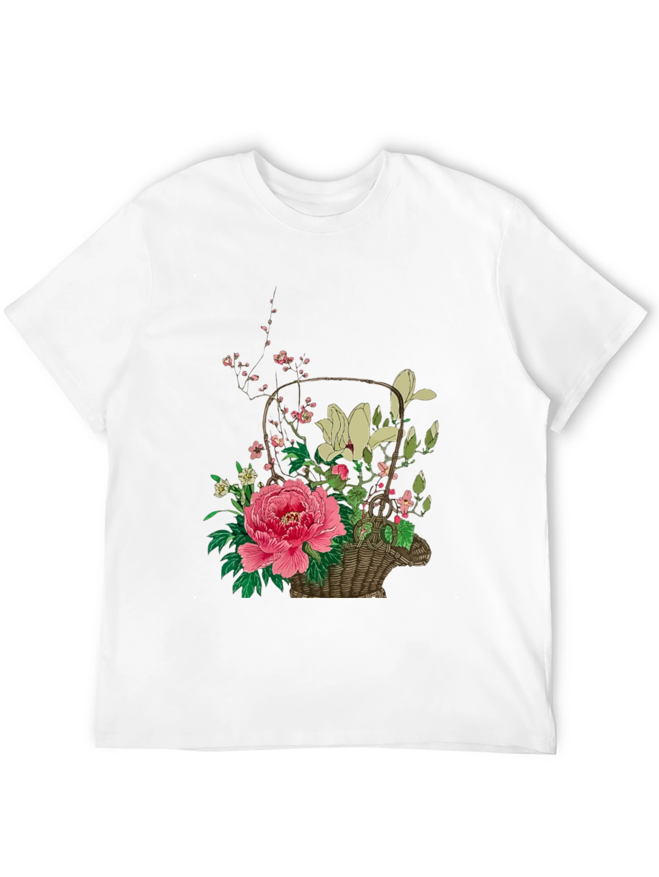 Black Floral Basket Graphic Tee - Stylish & Unique Design view 12