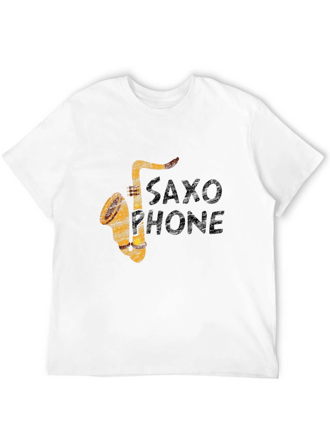 Black Vintage Saxophone Graphic Print Black T-Shirt view 12