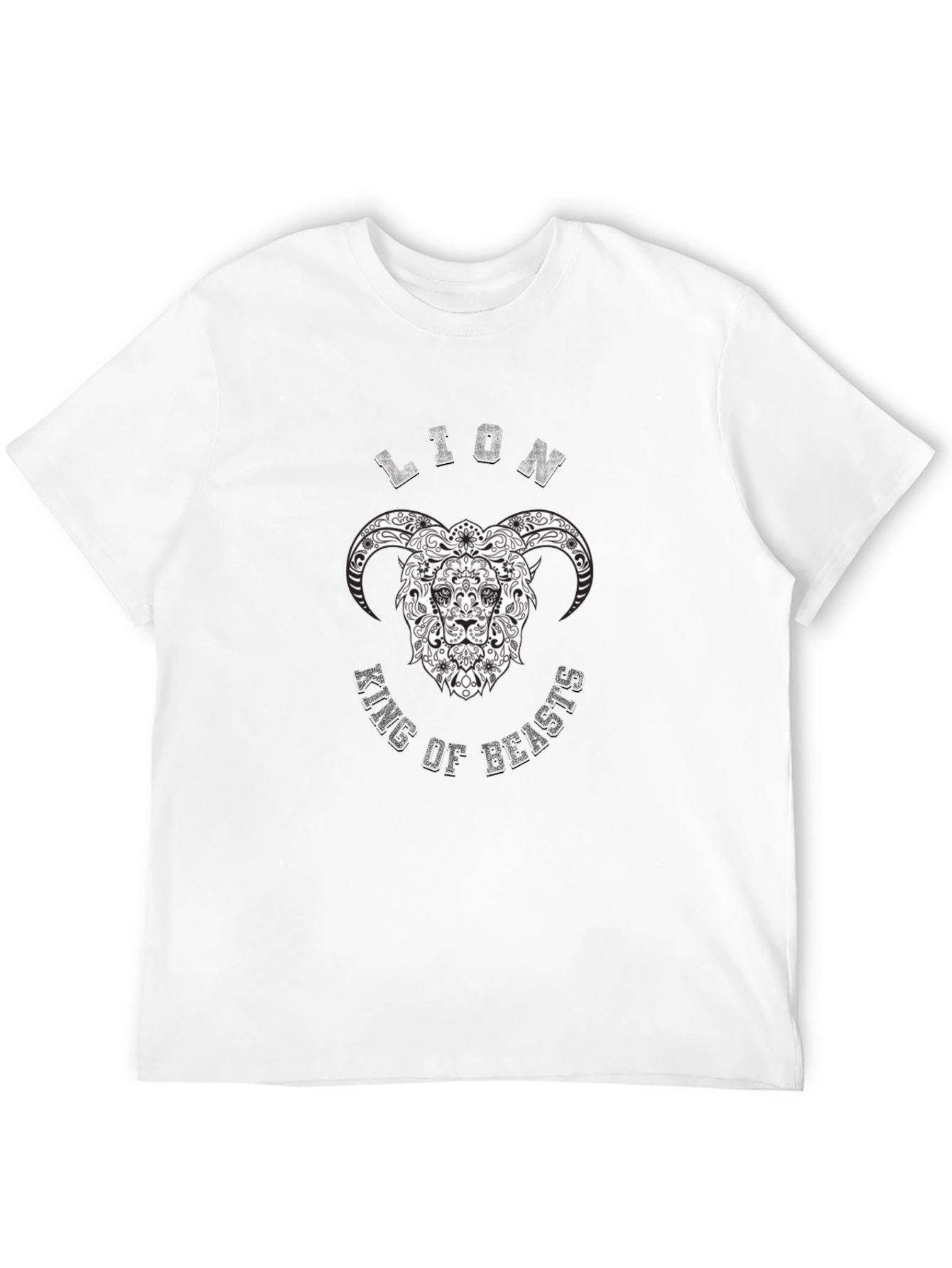 Black Lion King of Beasts Graphic Print Black T-Shirt view 12